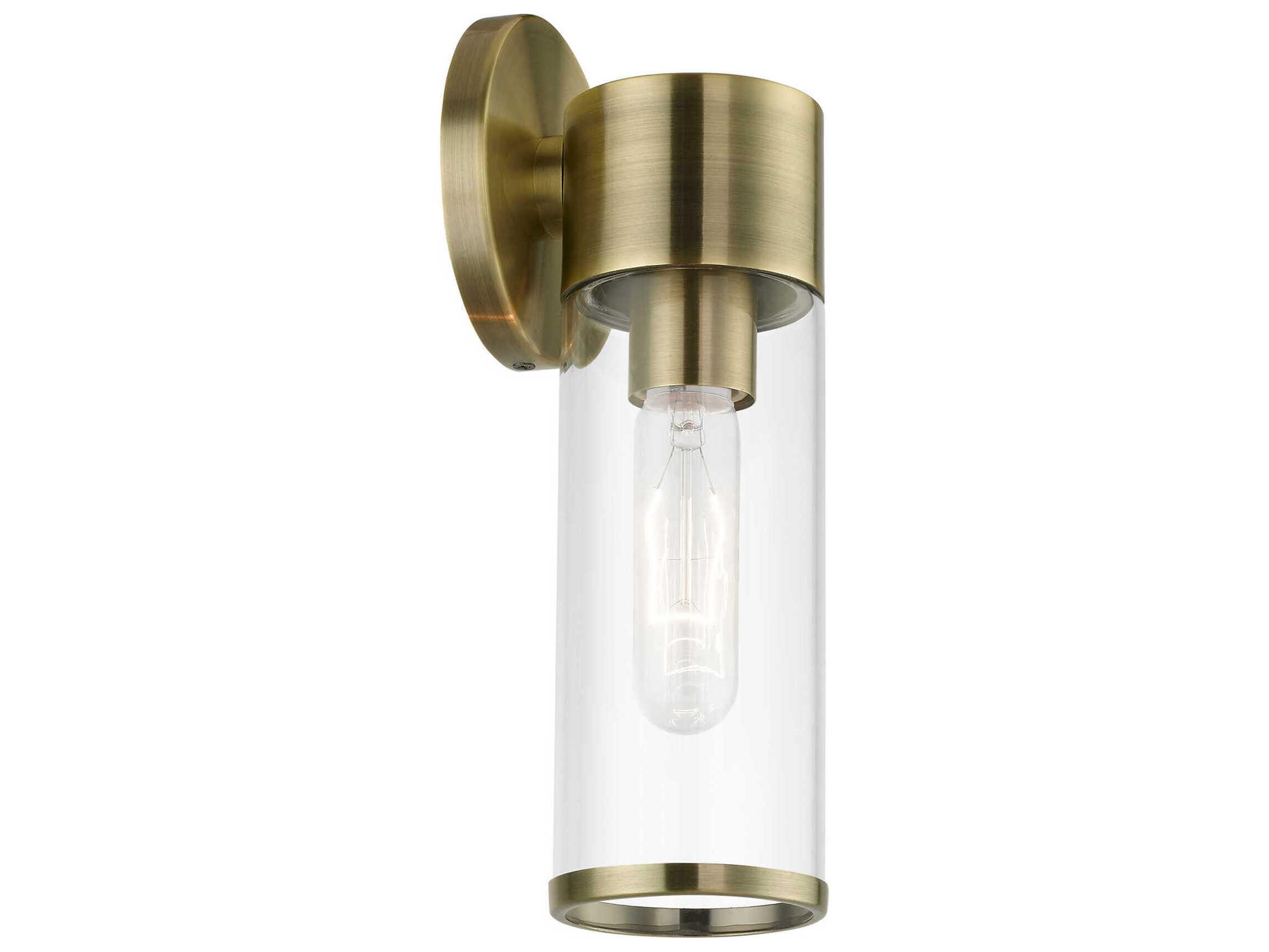 Livex Lighting Banca 1-Light Antique Brass Glass Wall Sconce