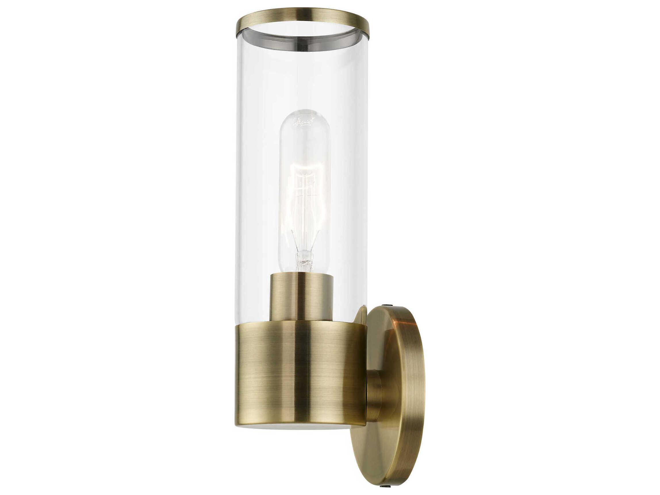 Livex Lighting Banca 1-Light Antique Brass Glass Wall Sconce