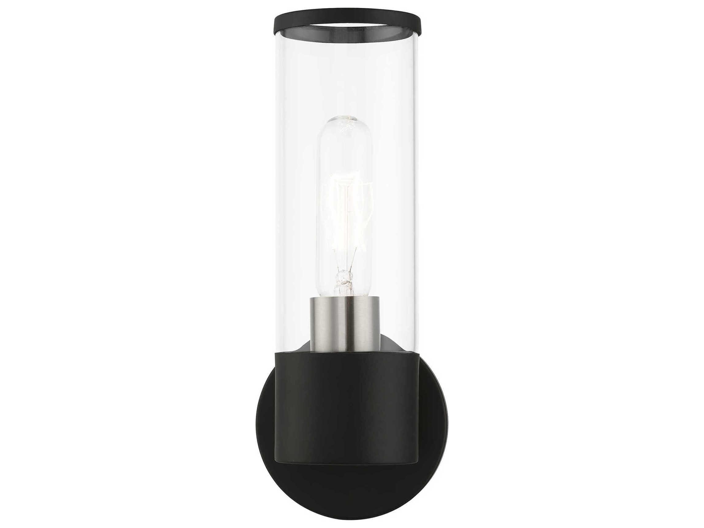Livex Lighting Banca 1-Light Black Brushed Nickel Glass Wall Sconce