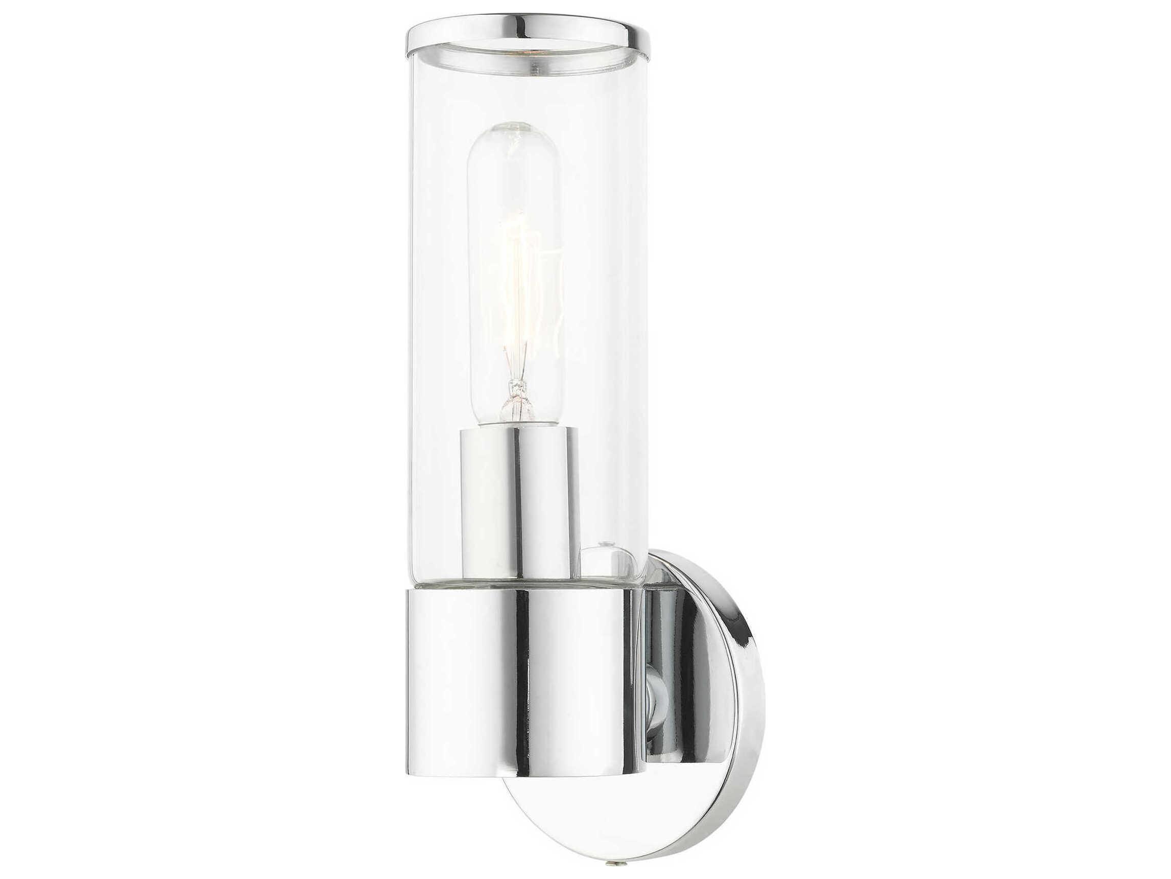 Livex Lighting Banca 1-Light Polished Chrome Glass Wall Sconce
