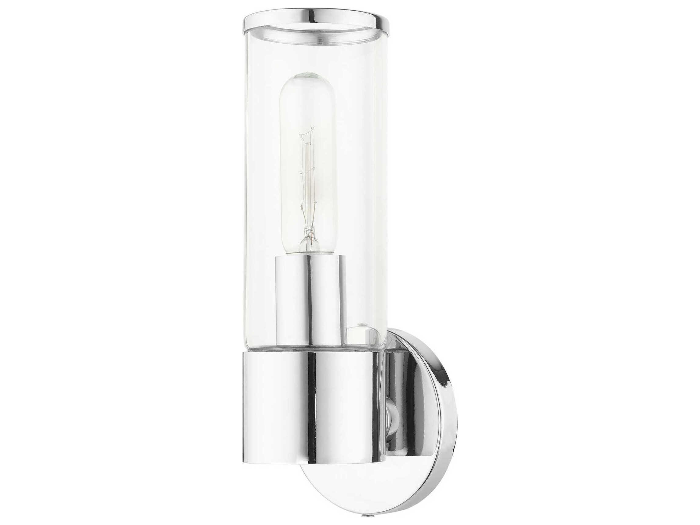 Livex Lighting Banca 1-Light Polished Chrome Glass Wall Sconce