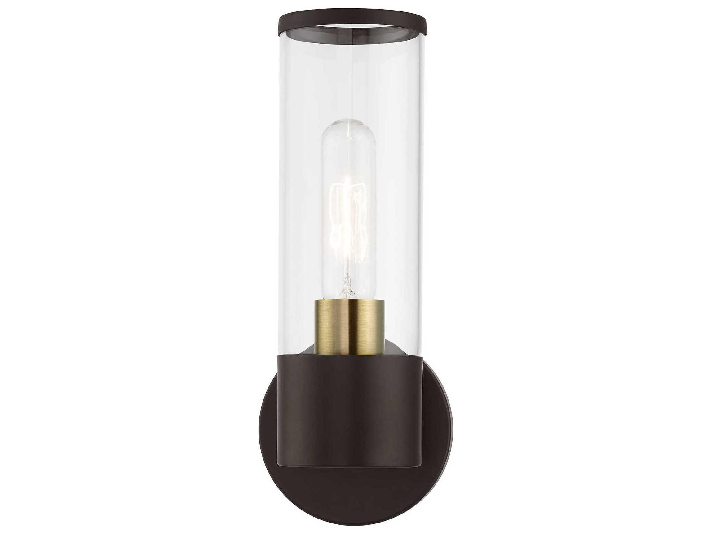 Livex Lighting Banca 1-Light Bronze Antique Brass Glass Wall Sconce