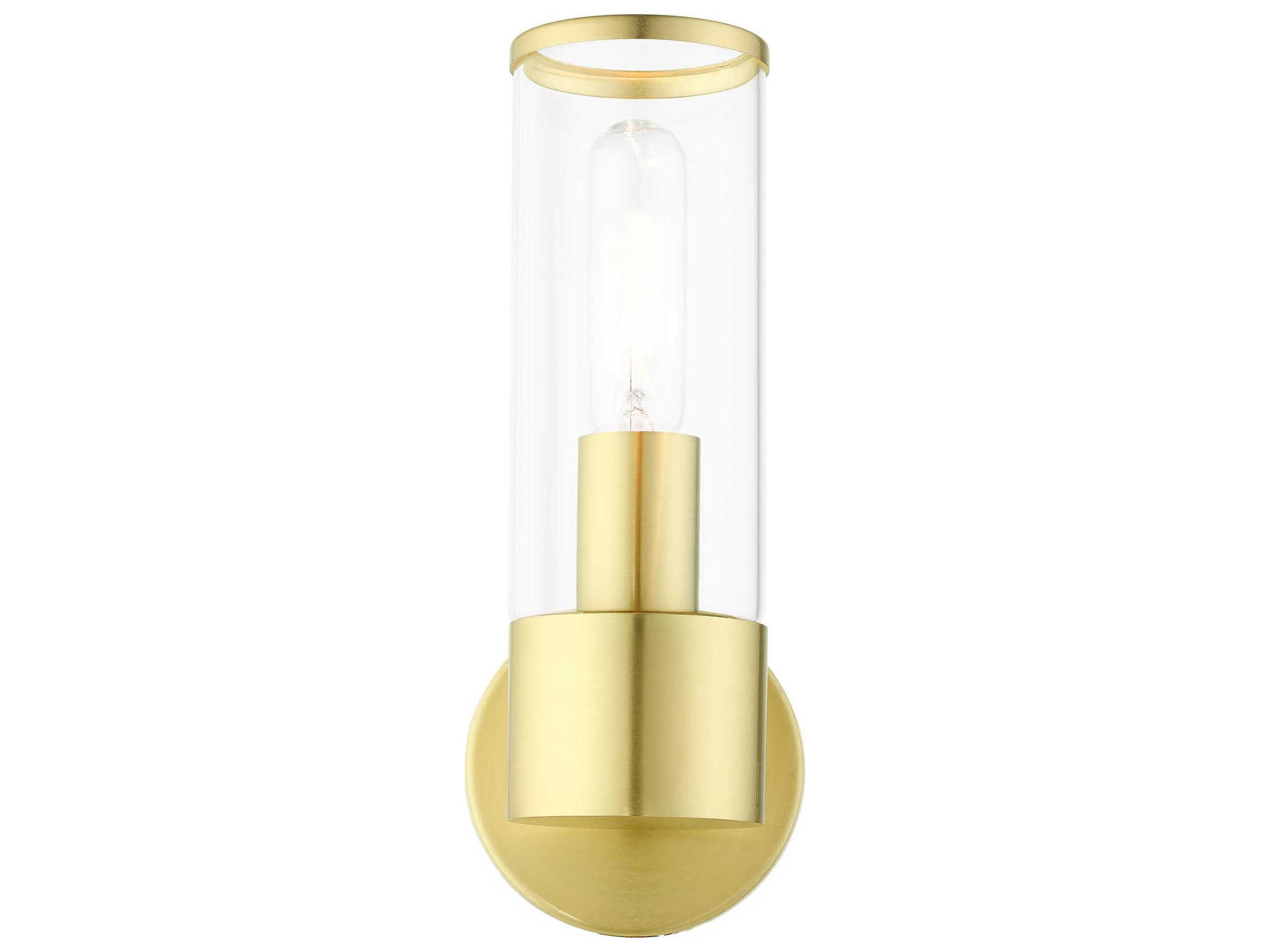 Livex Lighting Banca 1-Light Satin Brass Clear Glass Wall Sconce