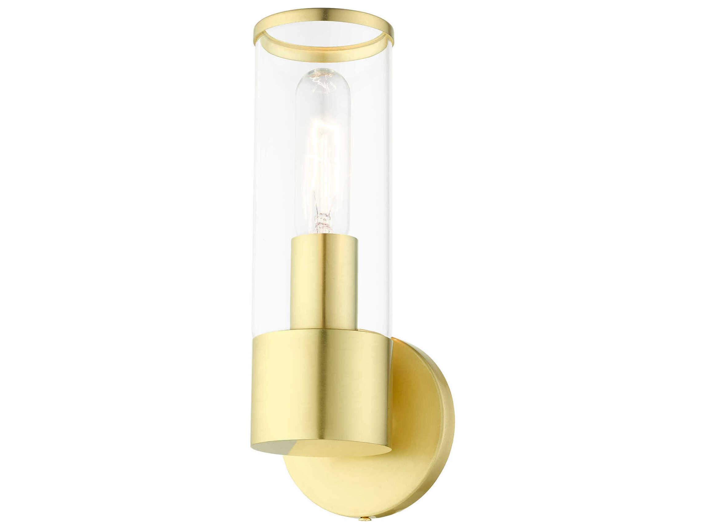 Livex Lighting Banca 1-Light Satin Brass Clear Glass Wall Sconce