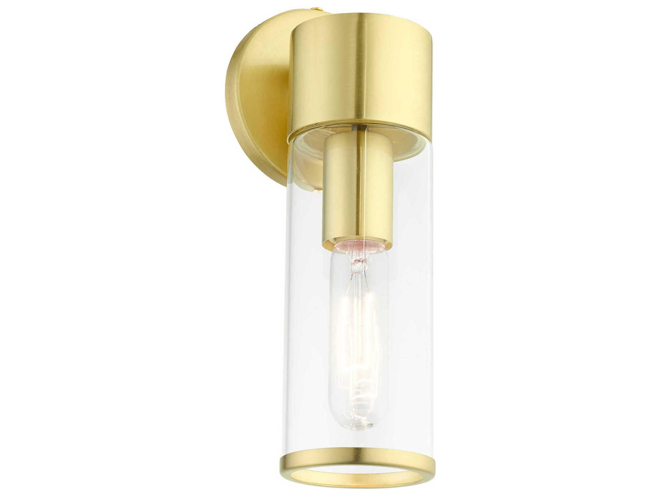 Livex Lighting Banca 1-Light Satin Brass Clear Glass Wall Sconce