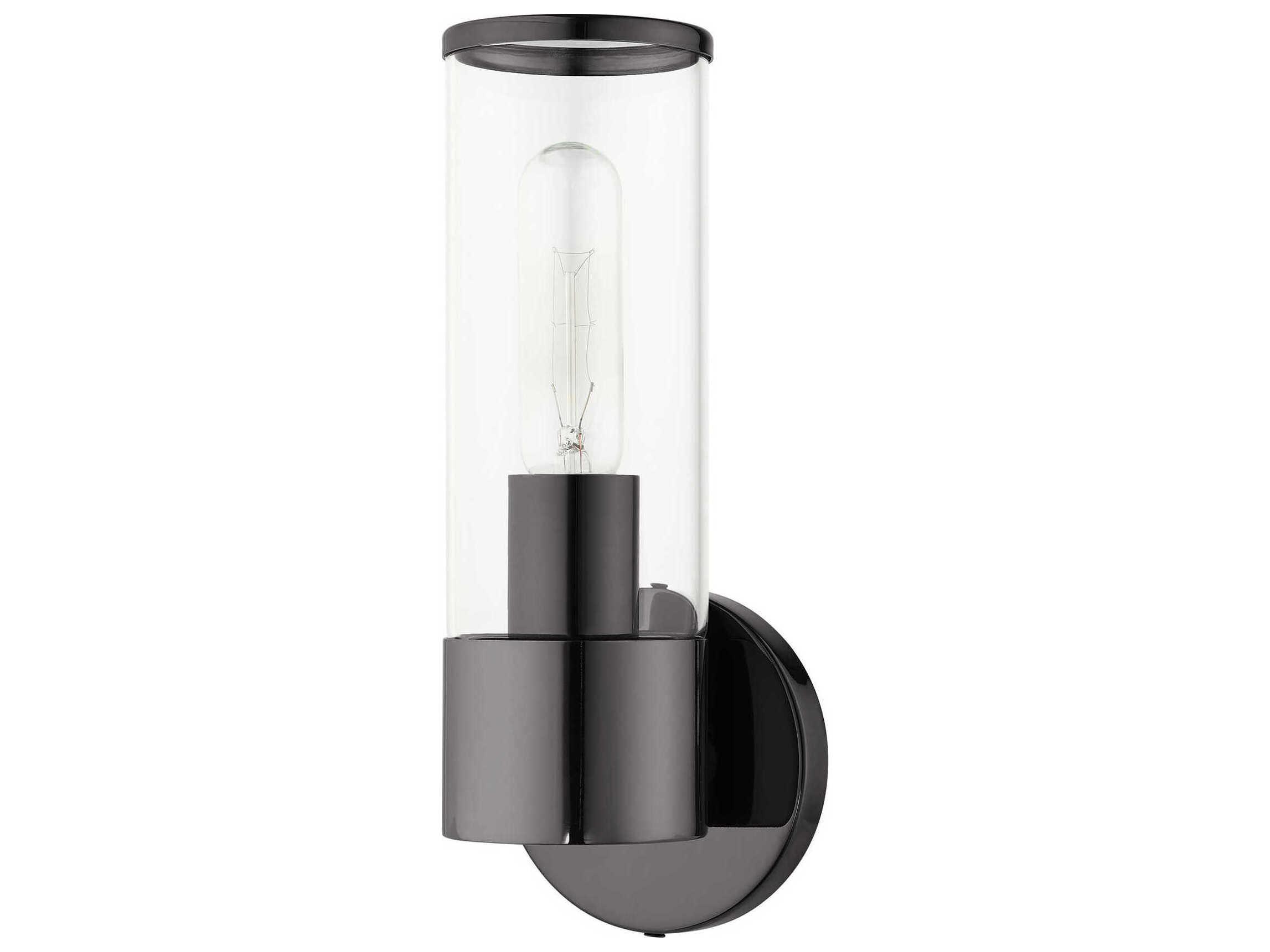Livex Lighting Banca 1-Light Black Chrome Clear Glass Wall Sconce