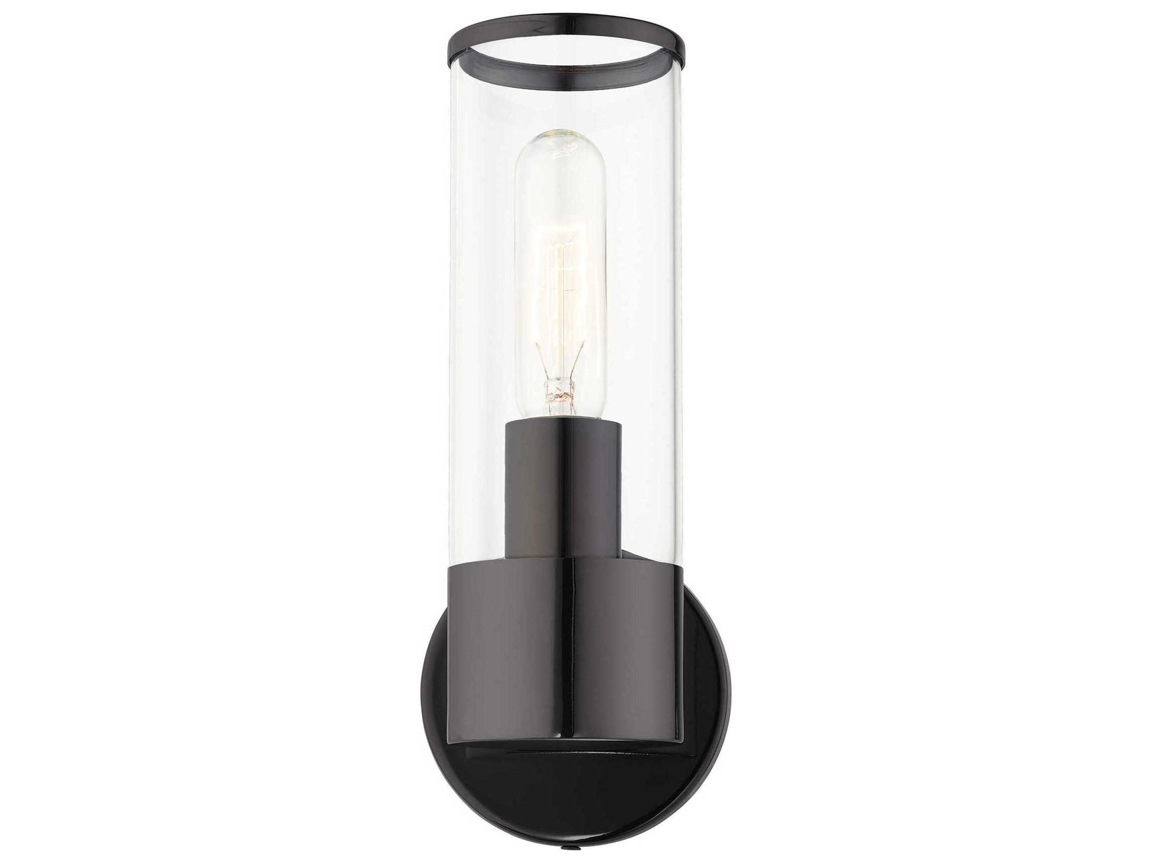 Livex Lighting Banca 1-Light Black Chrome Clear Glass Wall Sconce