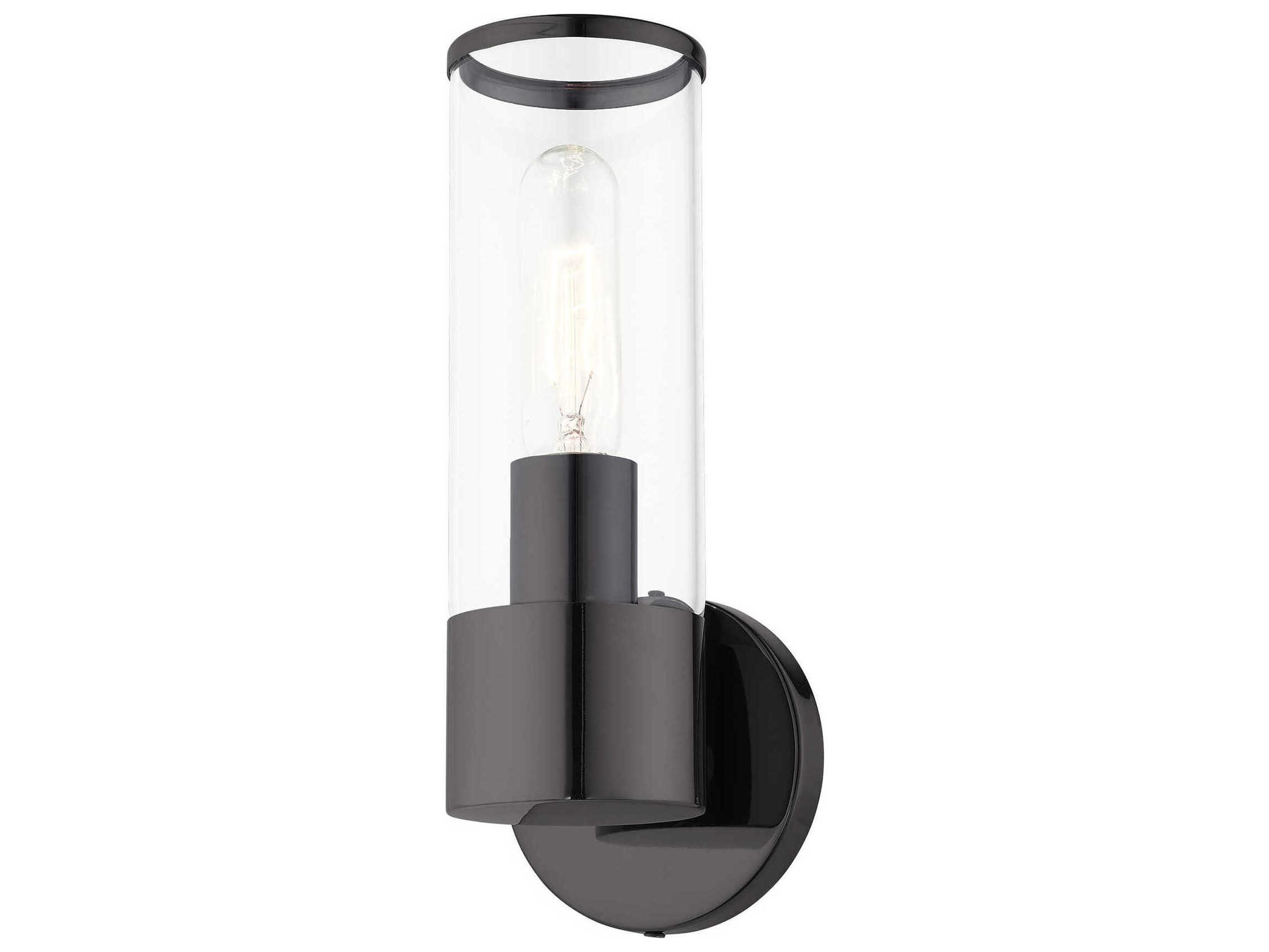 Livex Lighting Banca 1-Light Black Chrome Clear Glass Wall Sconce