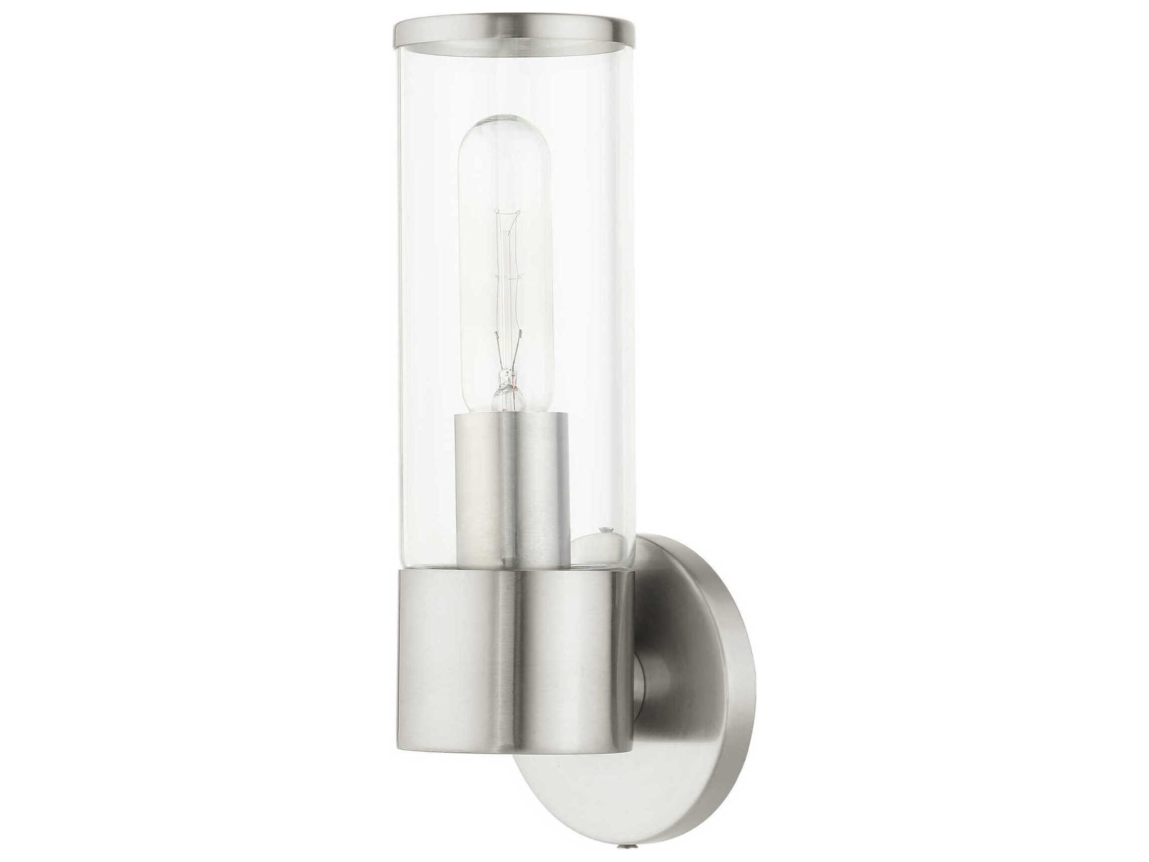 Livex Lighting Banca 1-Light Brushed Nickel Clear Glass Wall Sconce