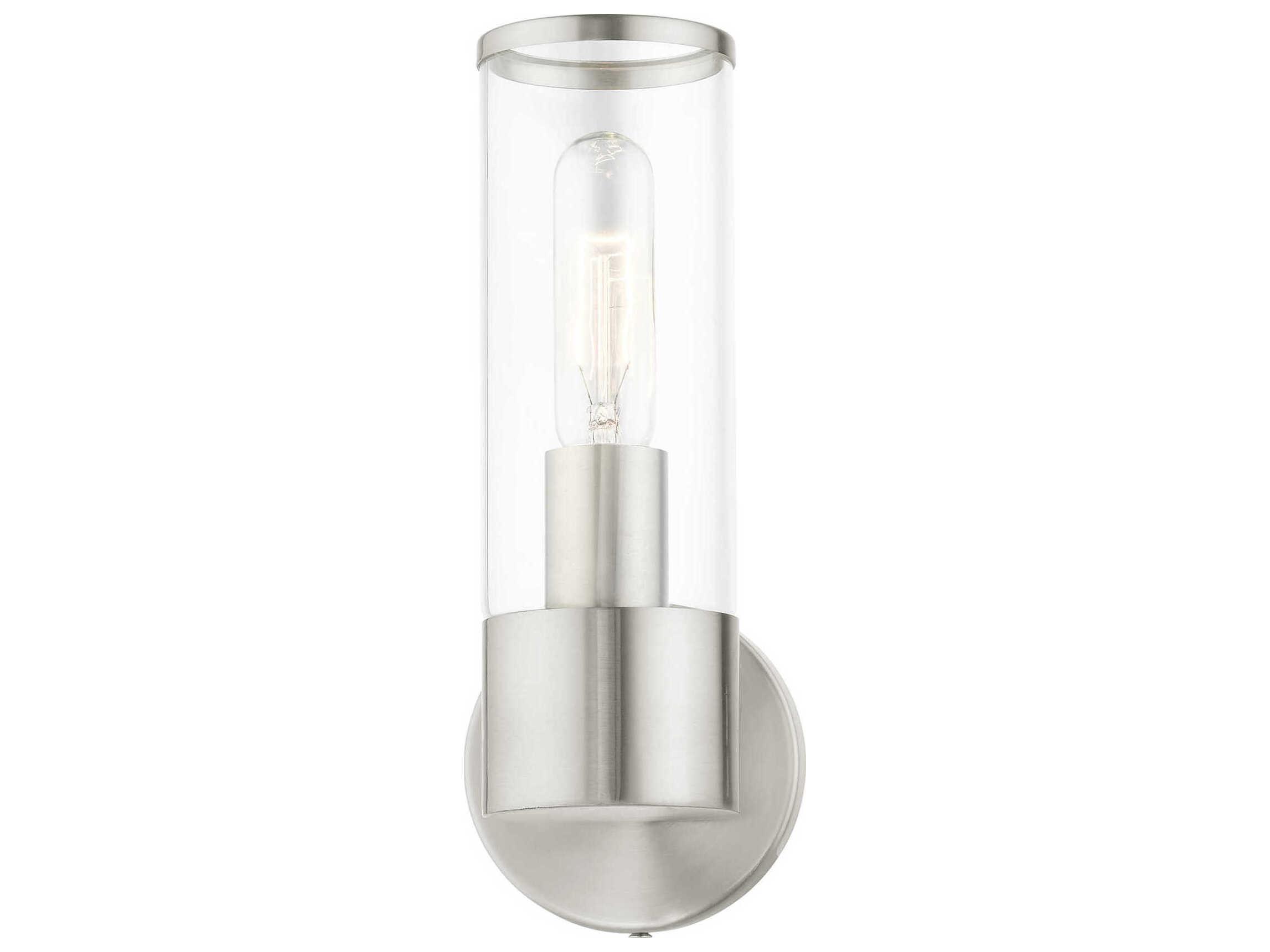 Livex Lighting Banca 1-Light Brushed Nickel Clear Glass Wall Sconce