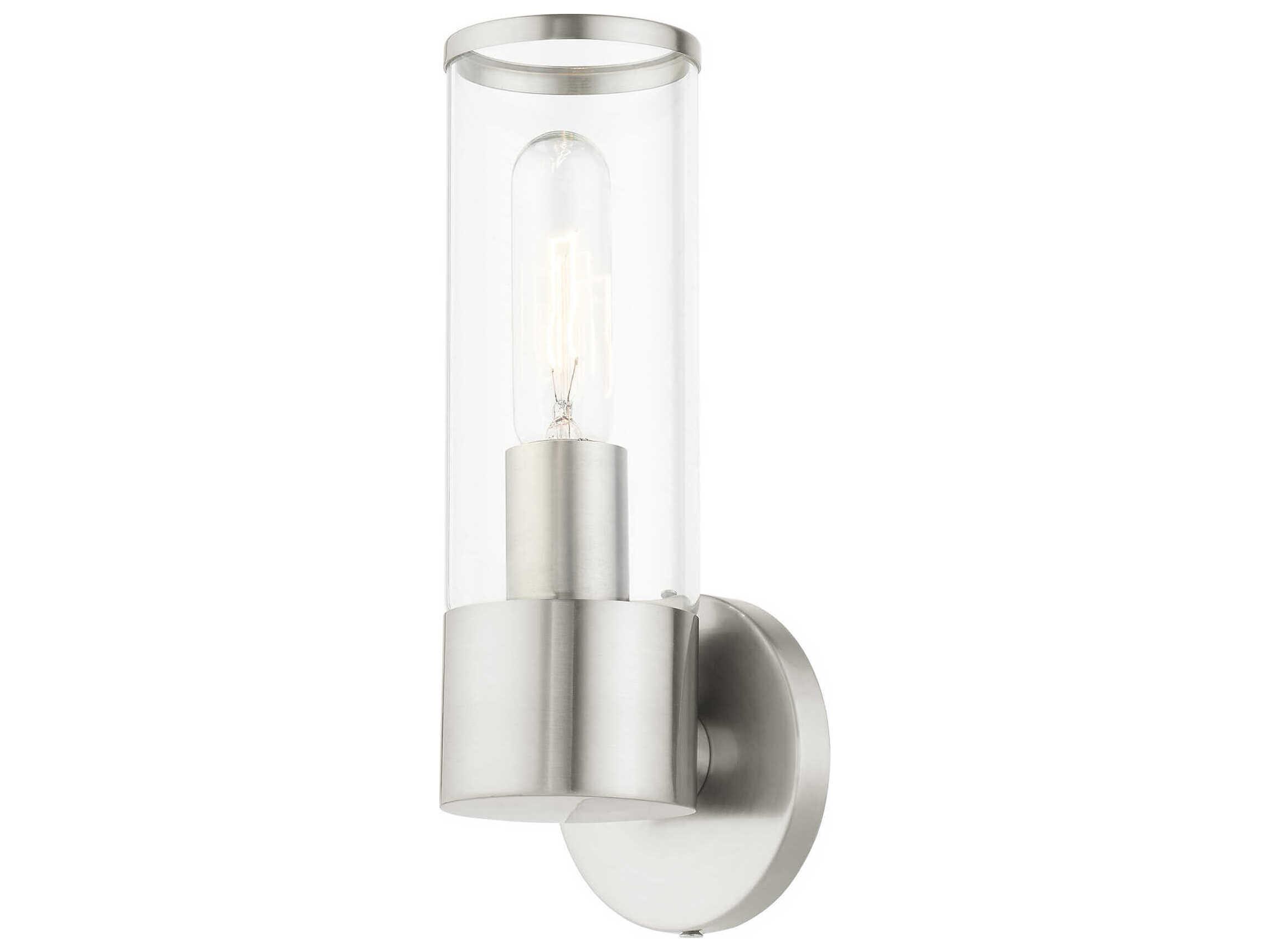 Livex Lighting Banca 1-Light Brushed Nickel Clear Glass Wall Sconce
