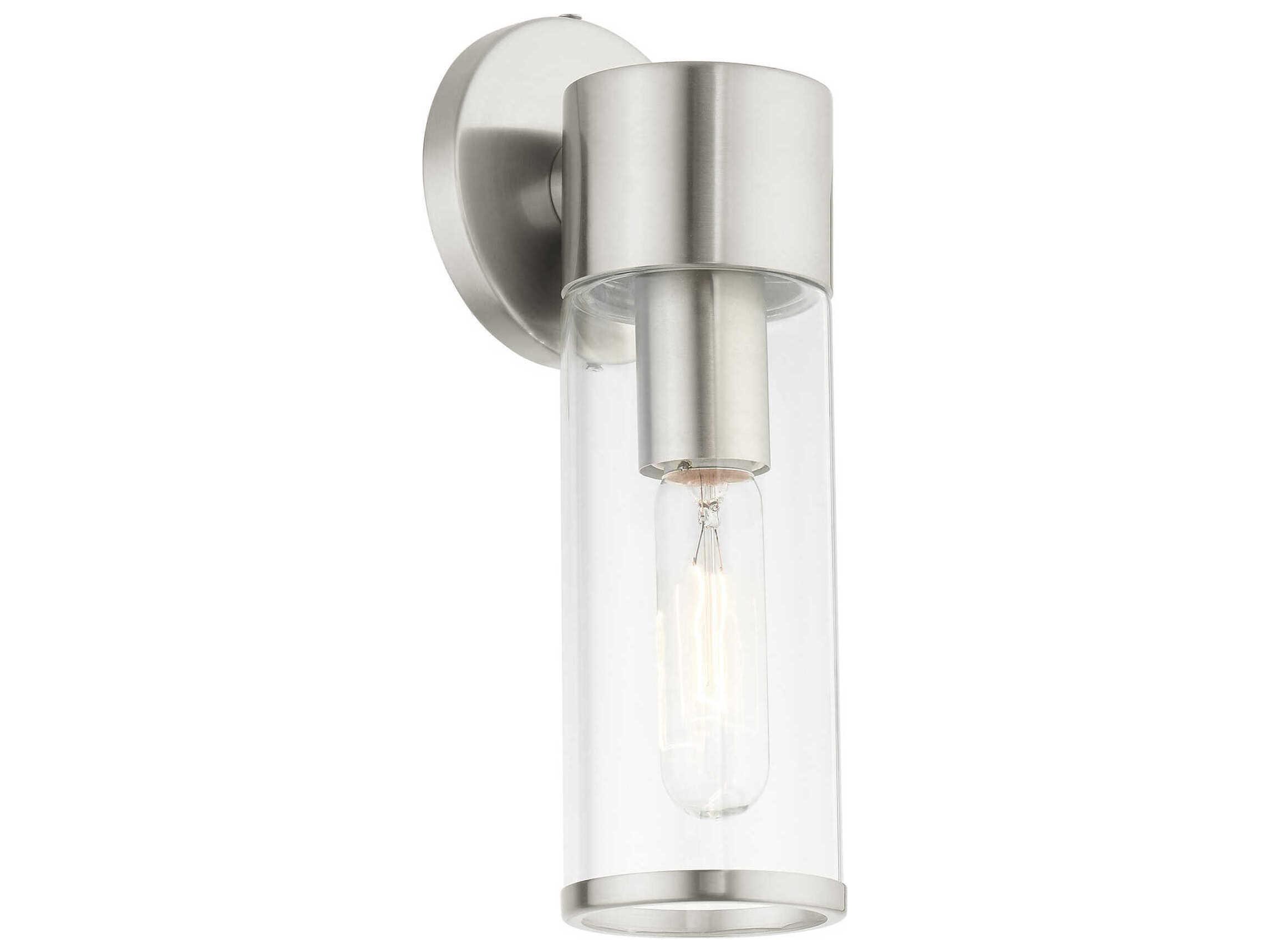 Livex Lighting Banca 1-Light Brushed Nickel Clear Glass Wall Sconce