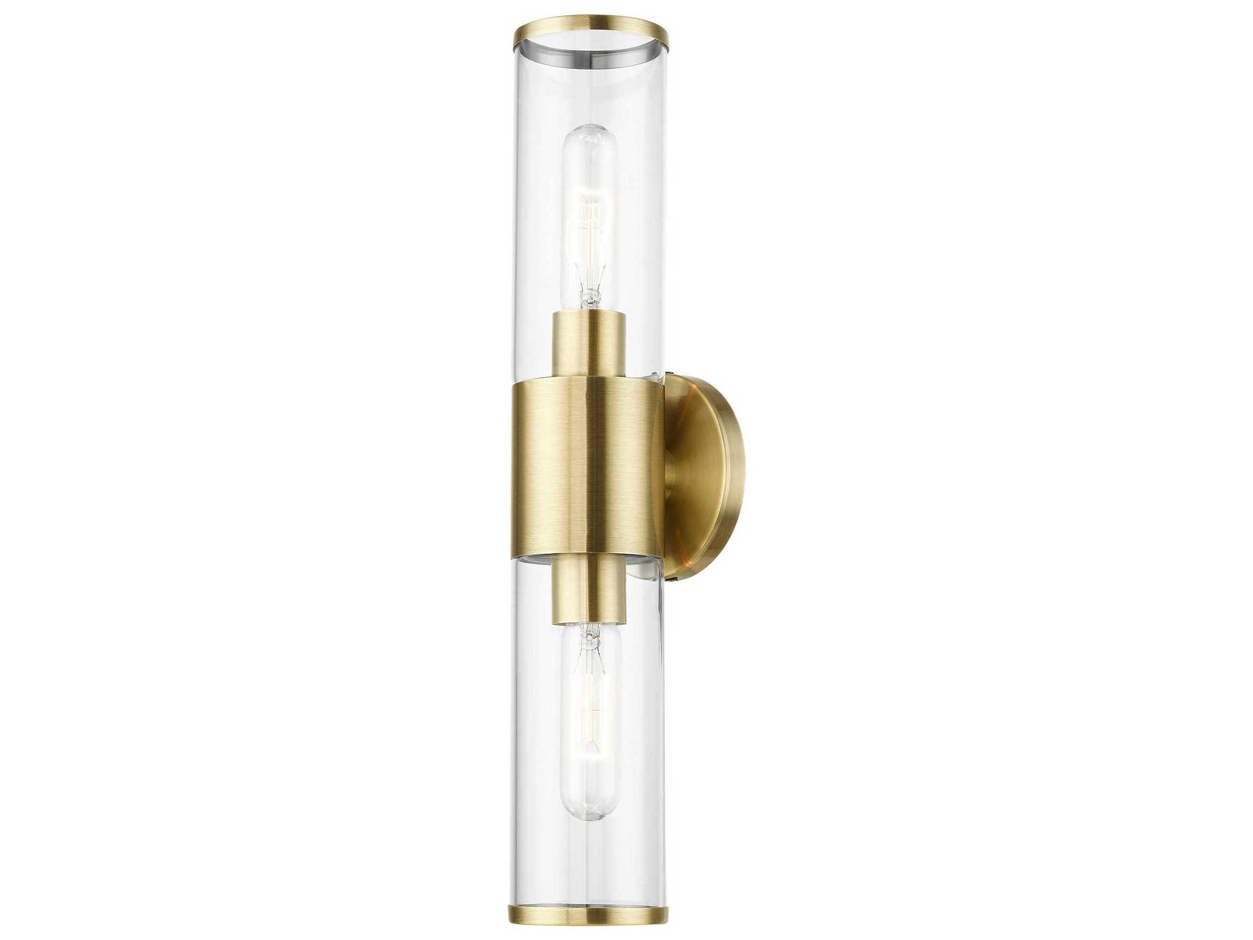 Livex Lighting Banca 2-Light Antique Brass Glass Vanity Light