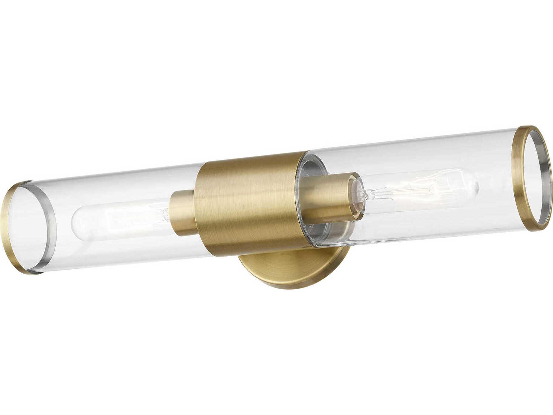 Livex Lighting Banca 2-Light Antique Brass Glass Vanity Light