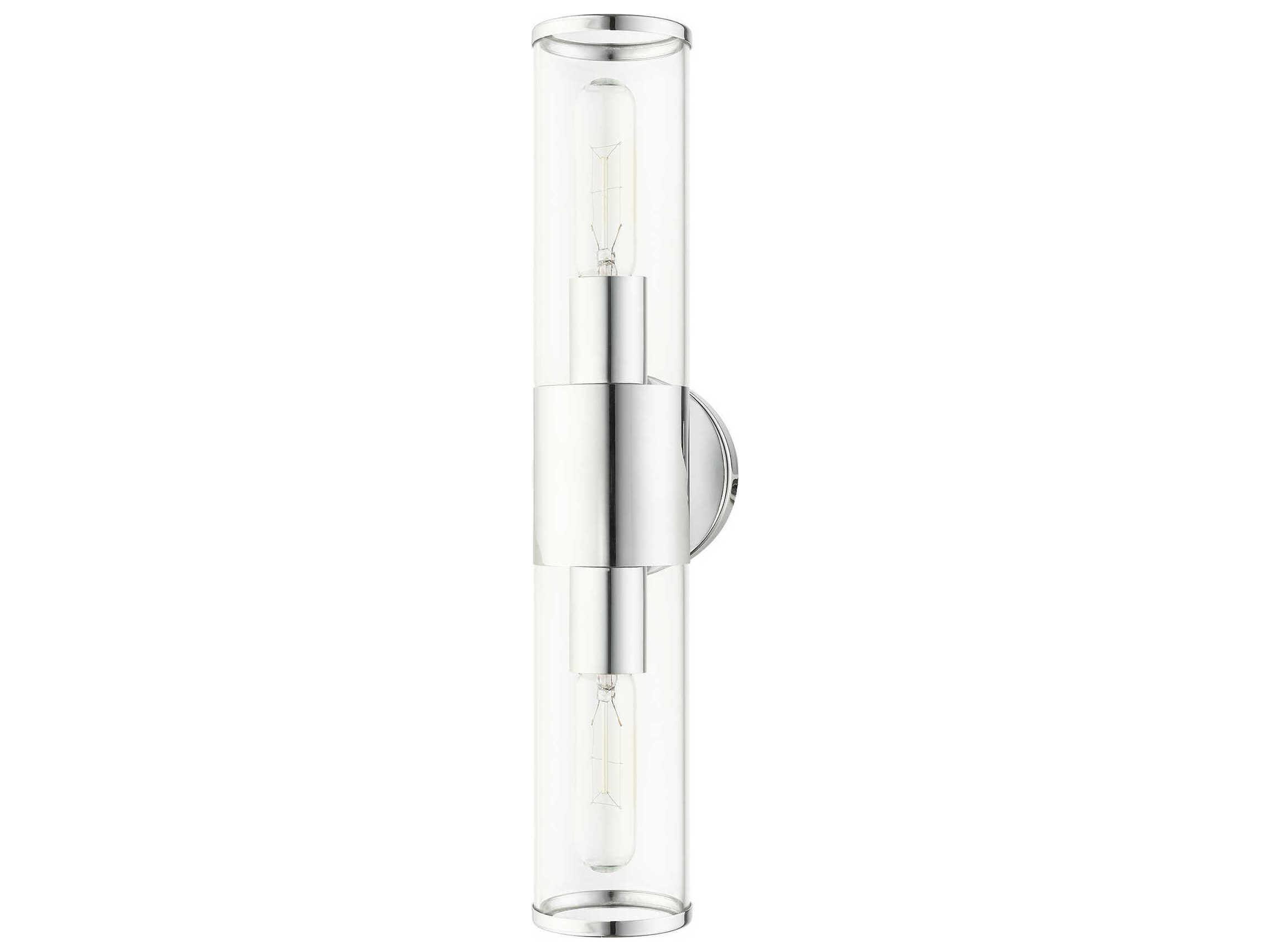 Livex Lighting Banca 2-Light Polished Chrome Clear Glass Vanity Light