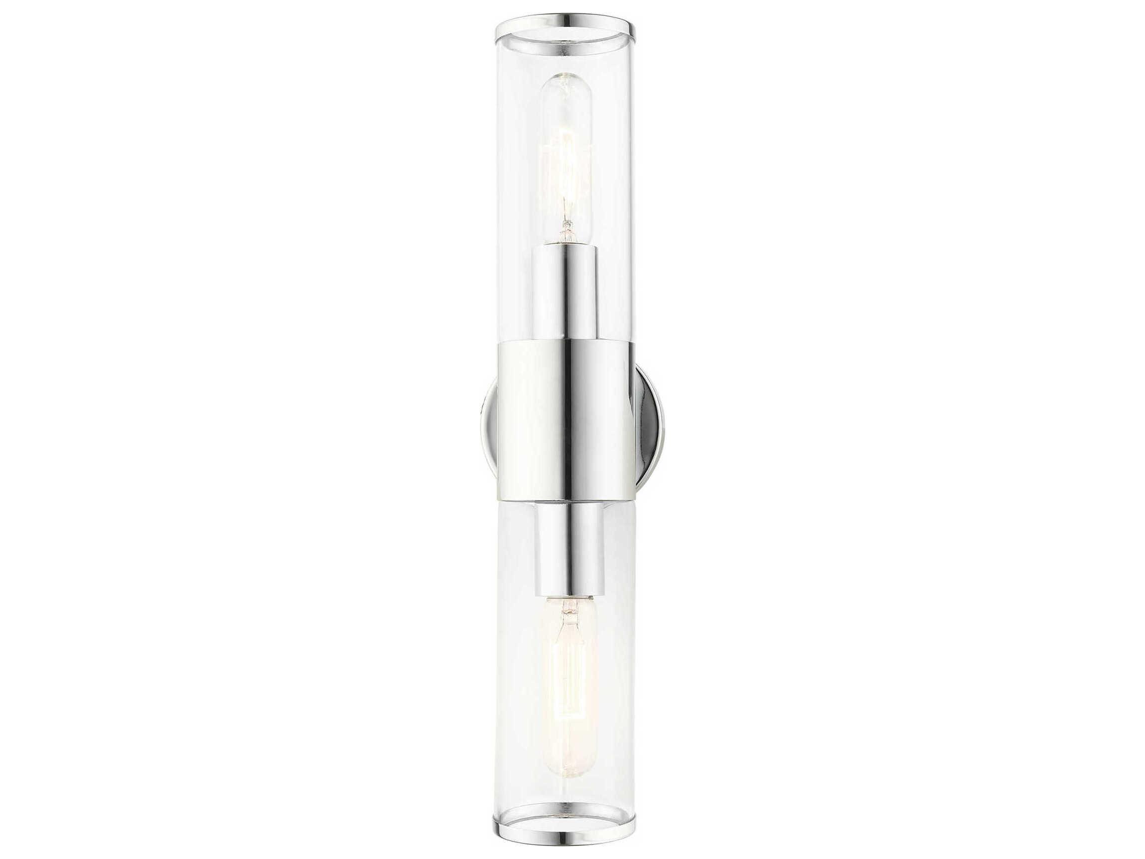 Livex Lighting Banca 2-Light Polished Chrome Clear Glass Vanity Light