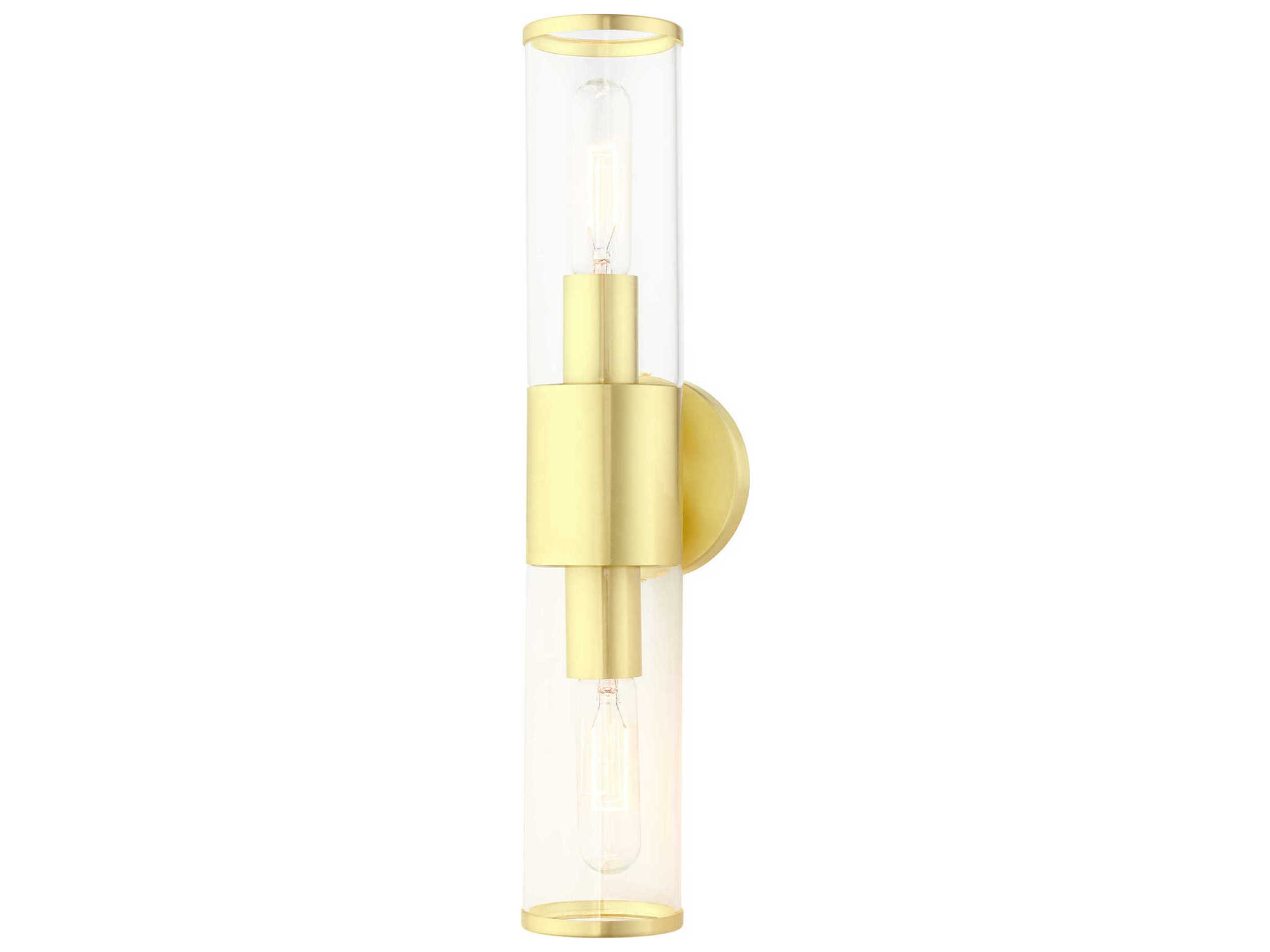 Livex Lighting Banca 2-Light Satin Brass Clear Glass Vanity Light