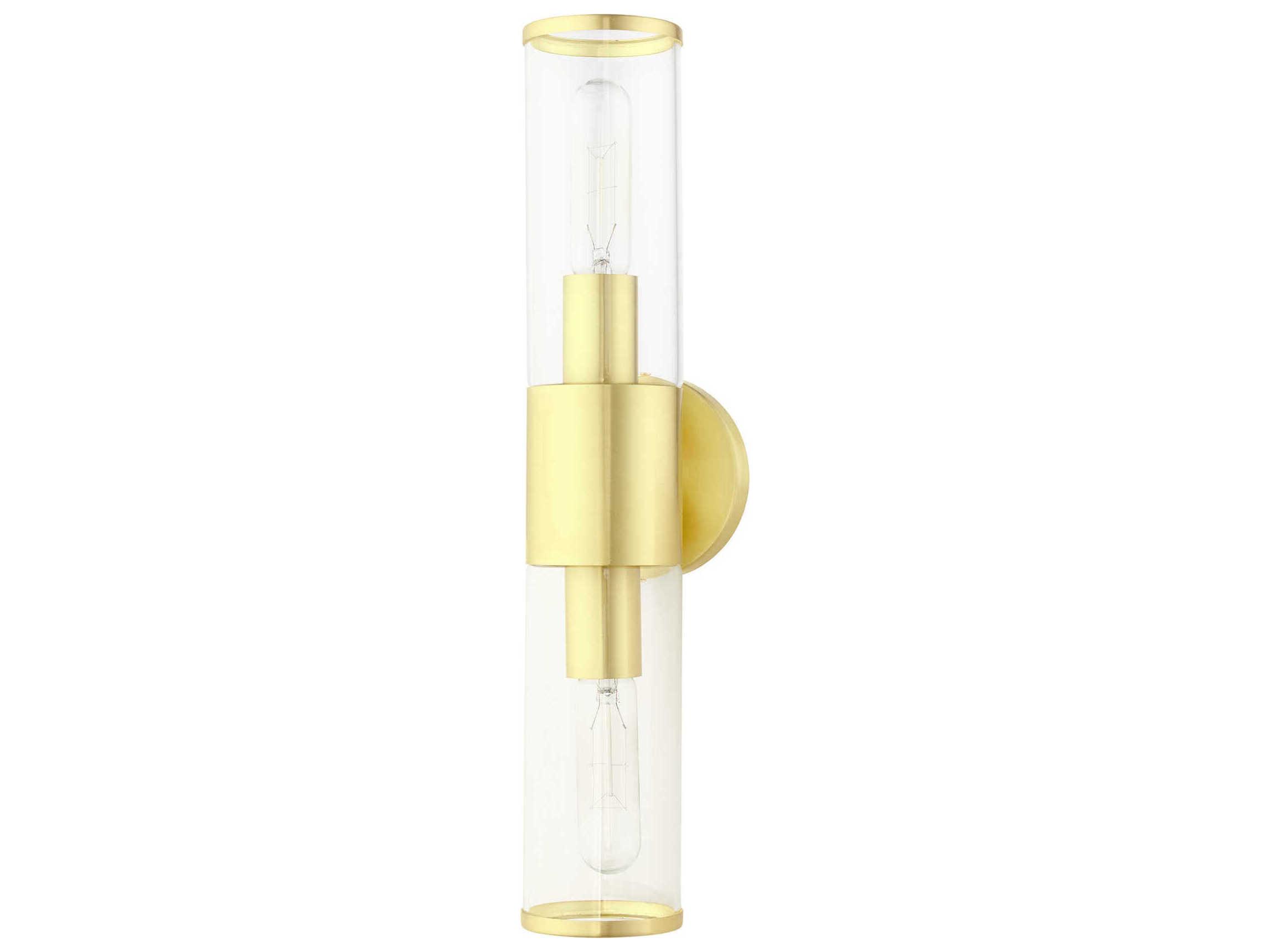 Livex Lighting Banca 2-Light Satin Brass Clear Glass Vanity Light