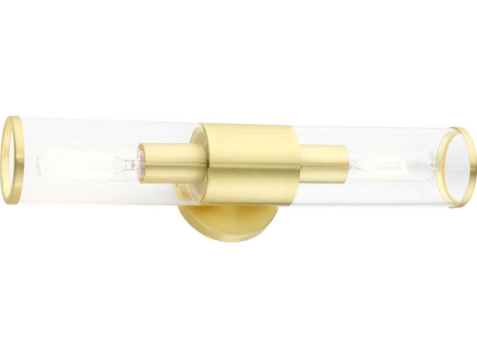 Livex Lighting Banca 2-Light Satin Brass Clear Glass Vanity Light