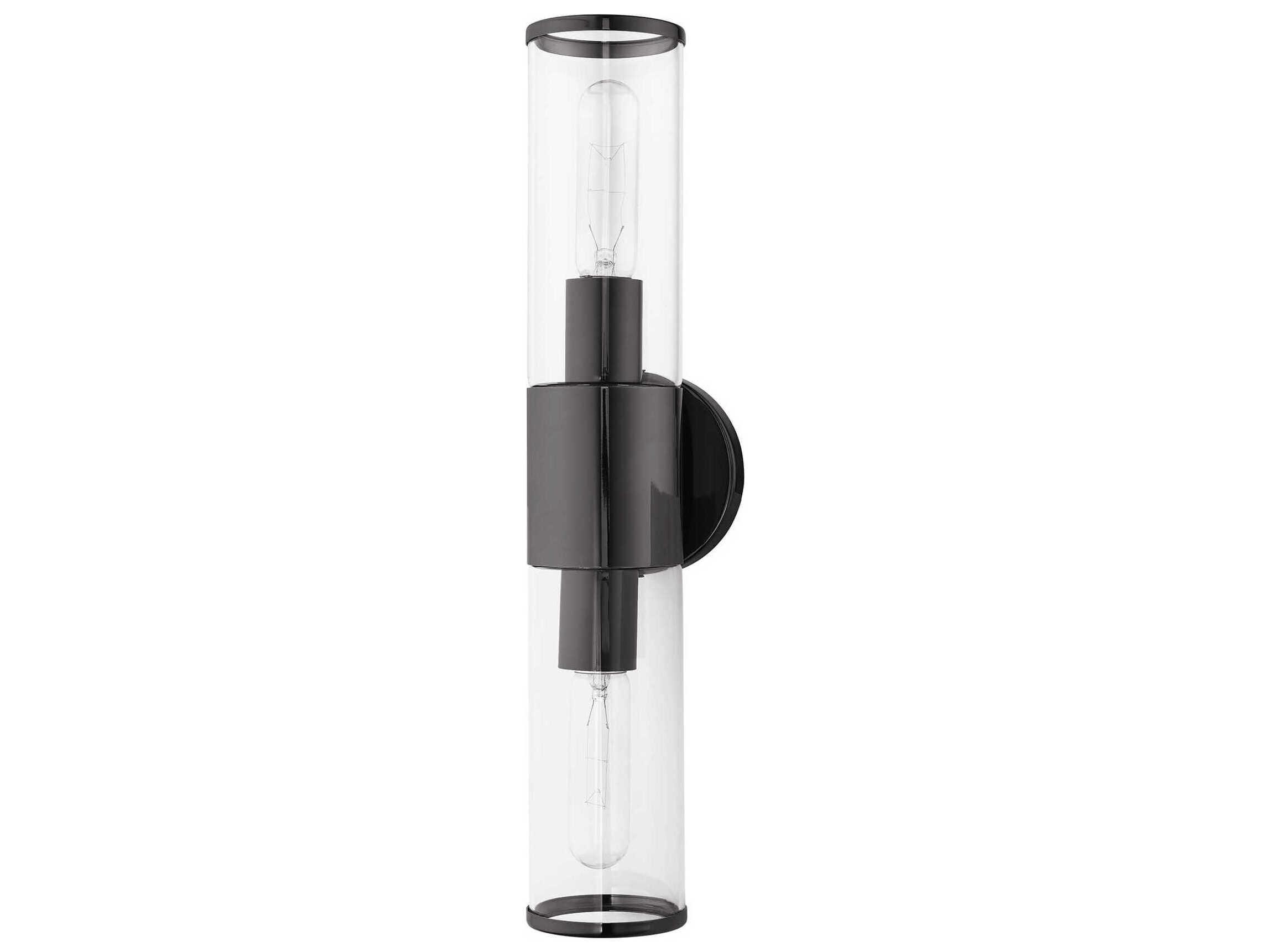 Livex Lighting Banca 2-Light Black Chrome Clear Glass Vanity Light