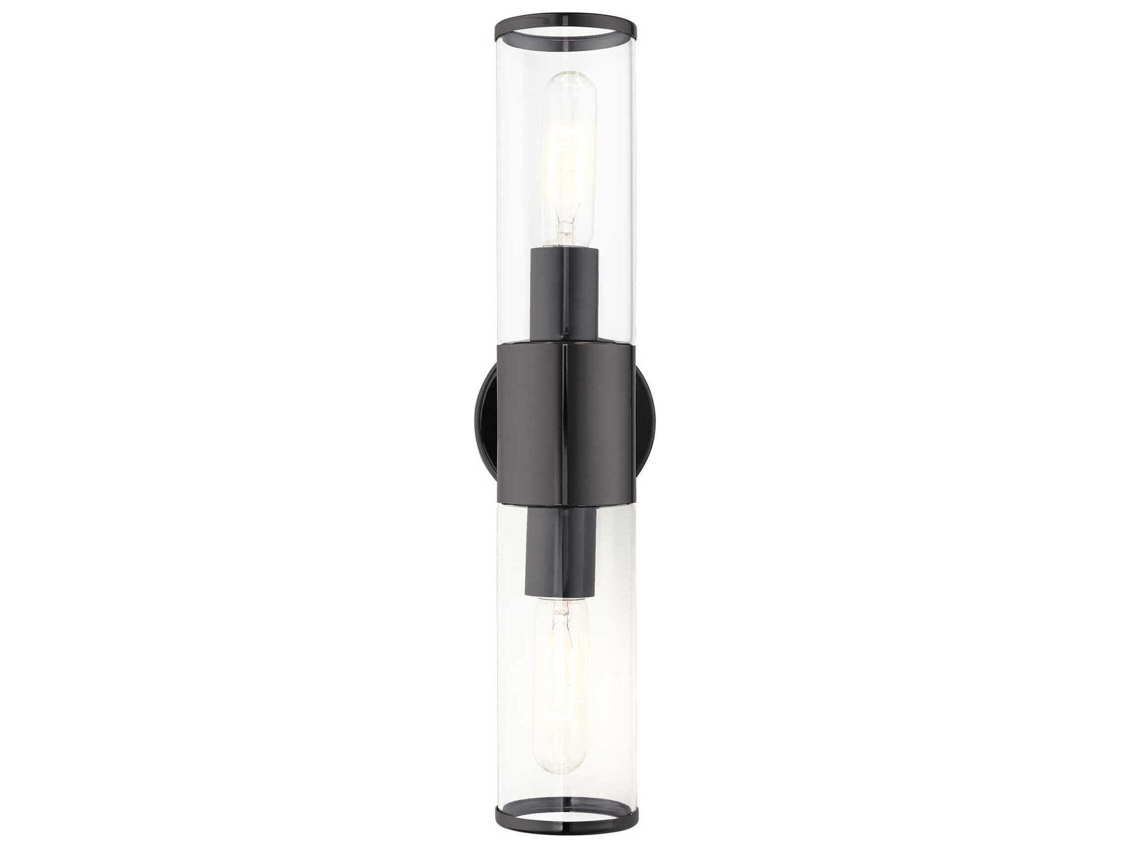 Livex Lighting Banca 2-Light Black Chrome Clear Glass Vanity Light