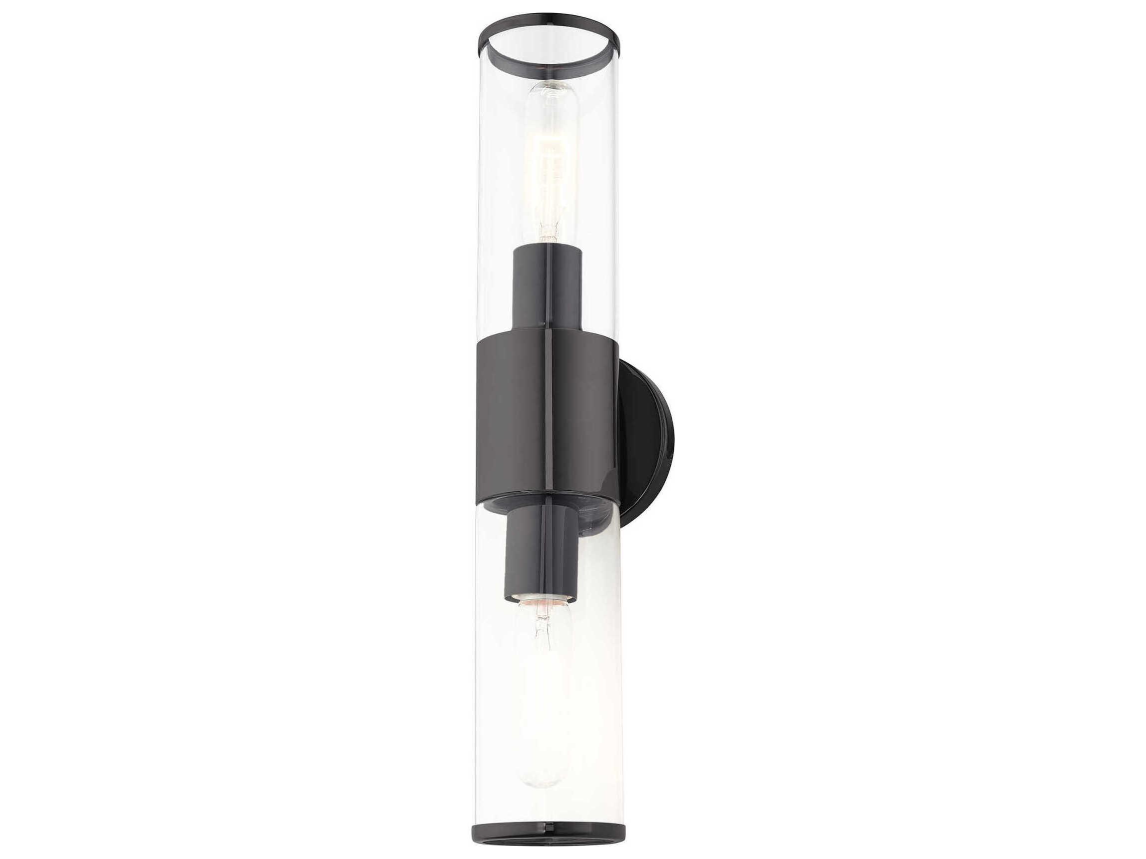 Livex Lighting Banca 2-Light Black Chrome Clear Glass Vanity Light