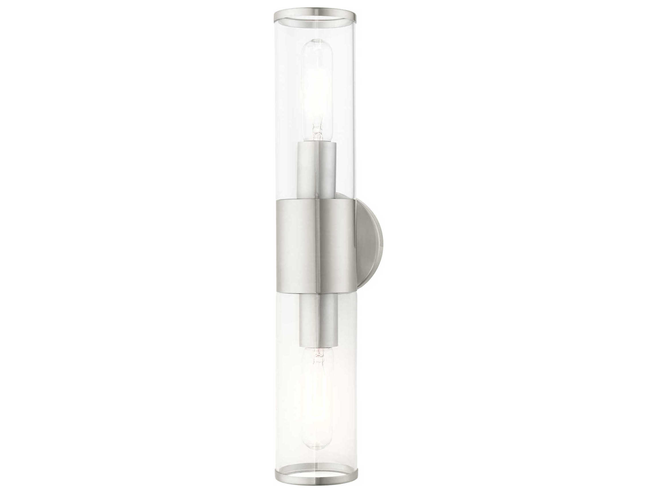 Livex Lighting Banca 2-Light Brushed Nickel Clear Glass Vanity Light