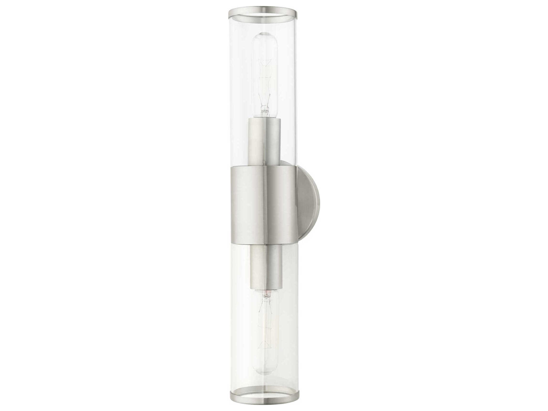 Livex Lighting Banca 2-Light Brushed Nickel Clear Glass Vanity Light