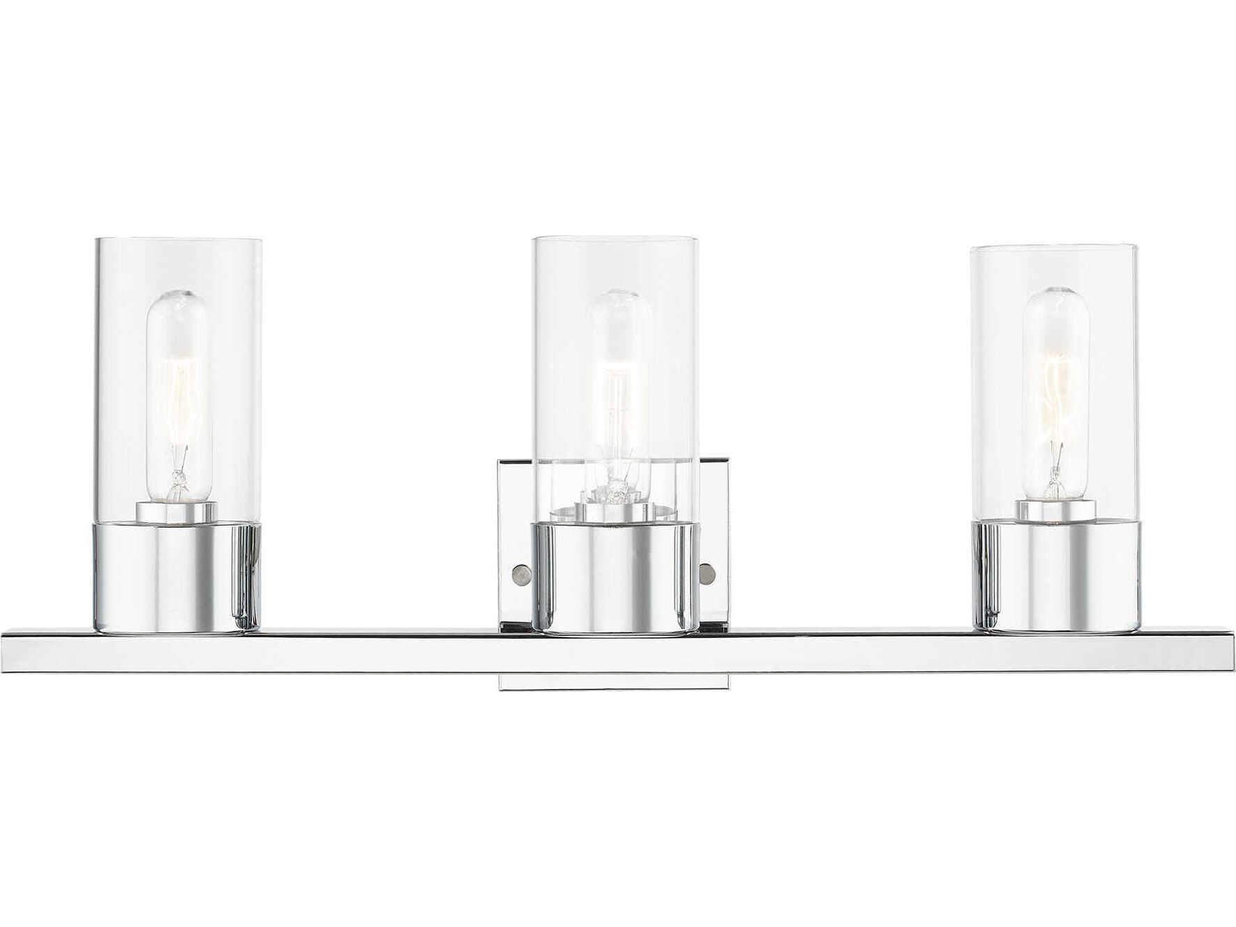 Livex Lighting Carson 3-Light Polished Chrome Glass Vanity Light
