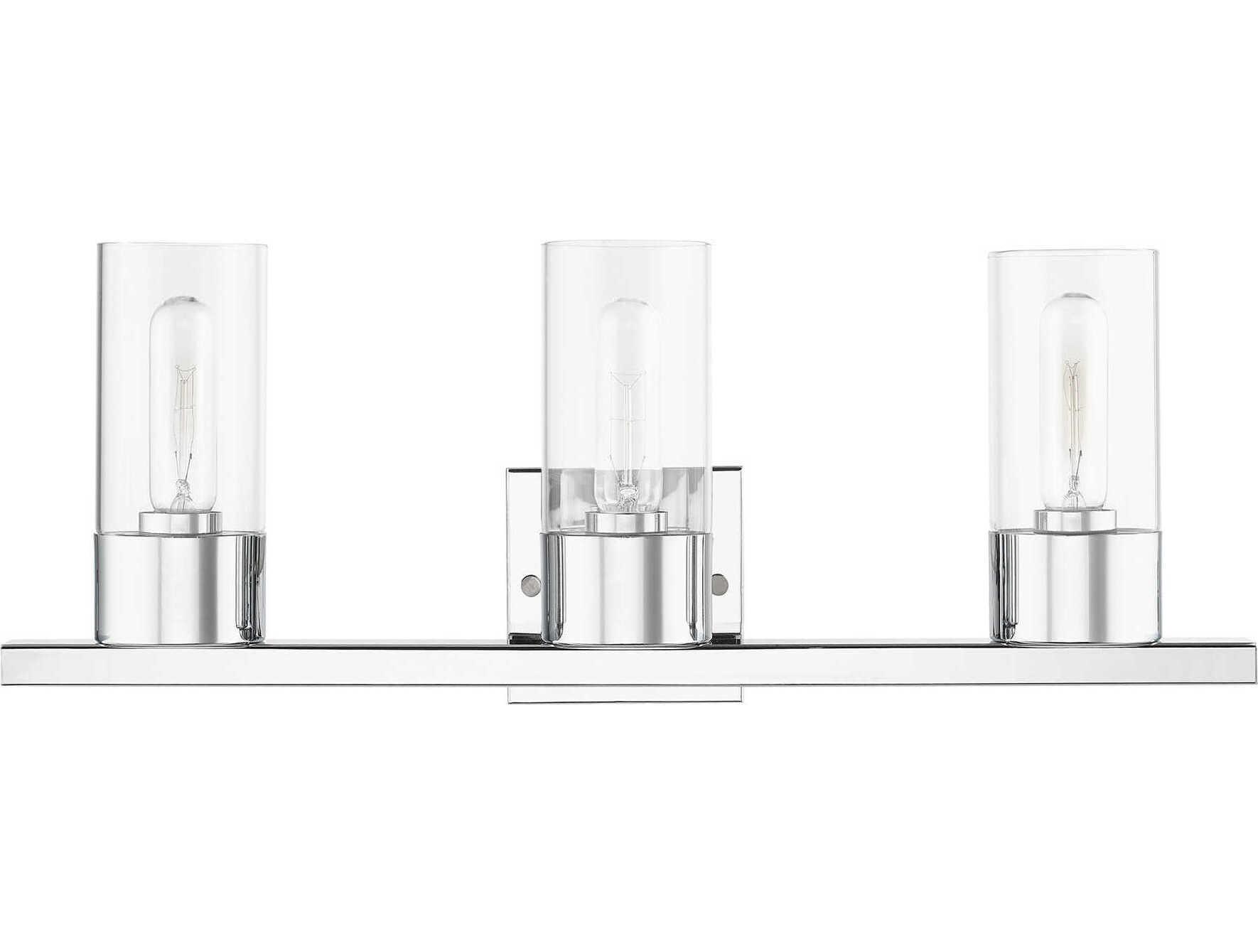 Livex Lighting Carson 3-Light Polished Chrome Glass Vanity Light
