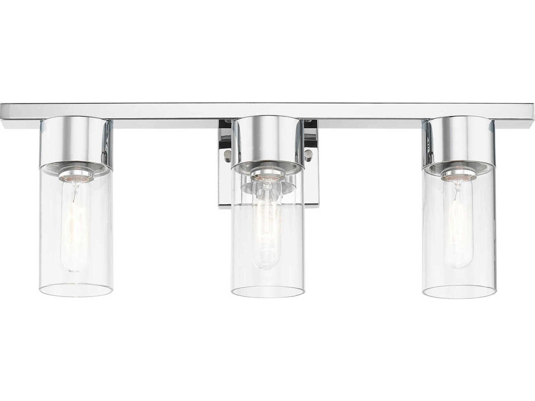 Livex Lighting Carson 3-Light Polished Chrome Glass Vanity Light