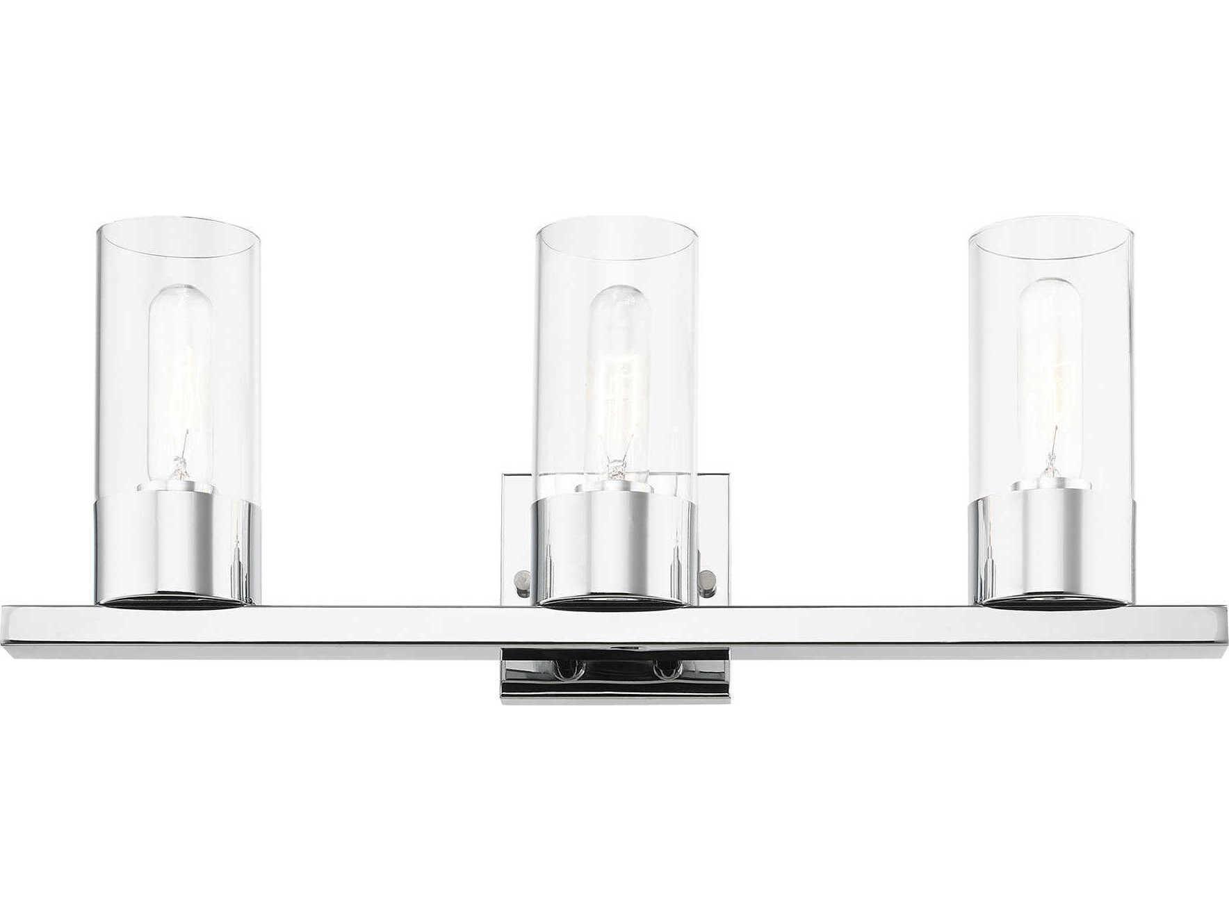 Livex Lighting Carson 3-Light Polished Chrome Glass Vanity Light