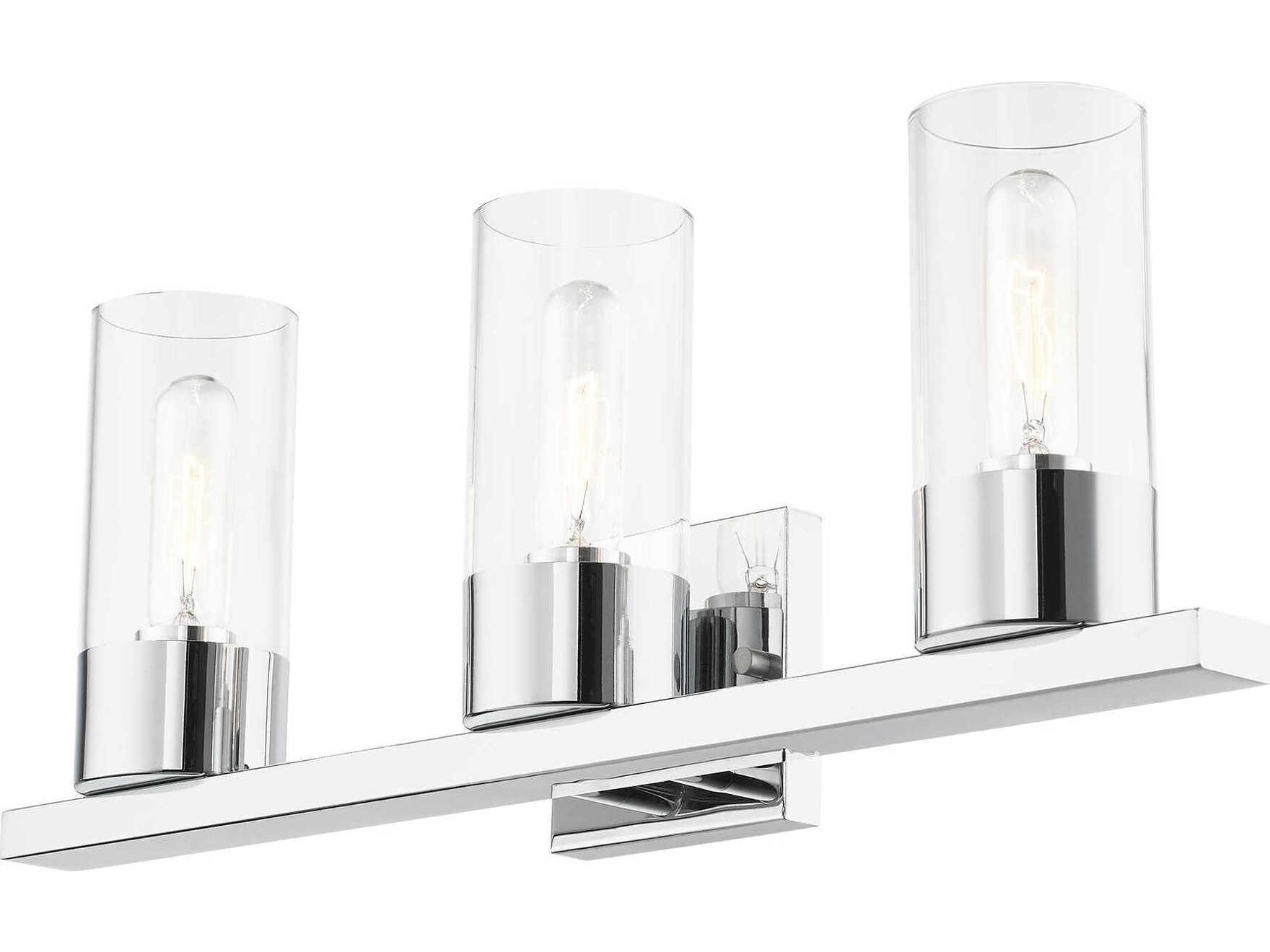 Livex Lighting Carson 3-Light Polished Chrome Glass Vanity Light