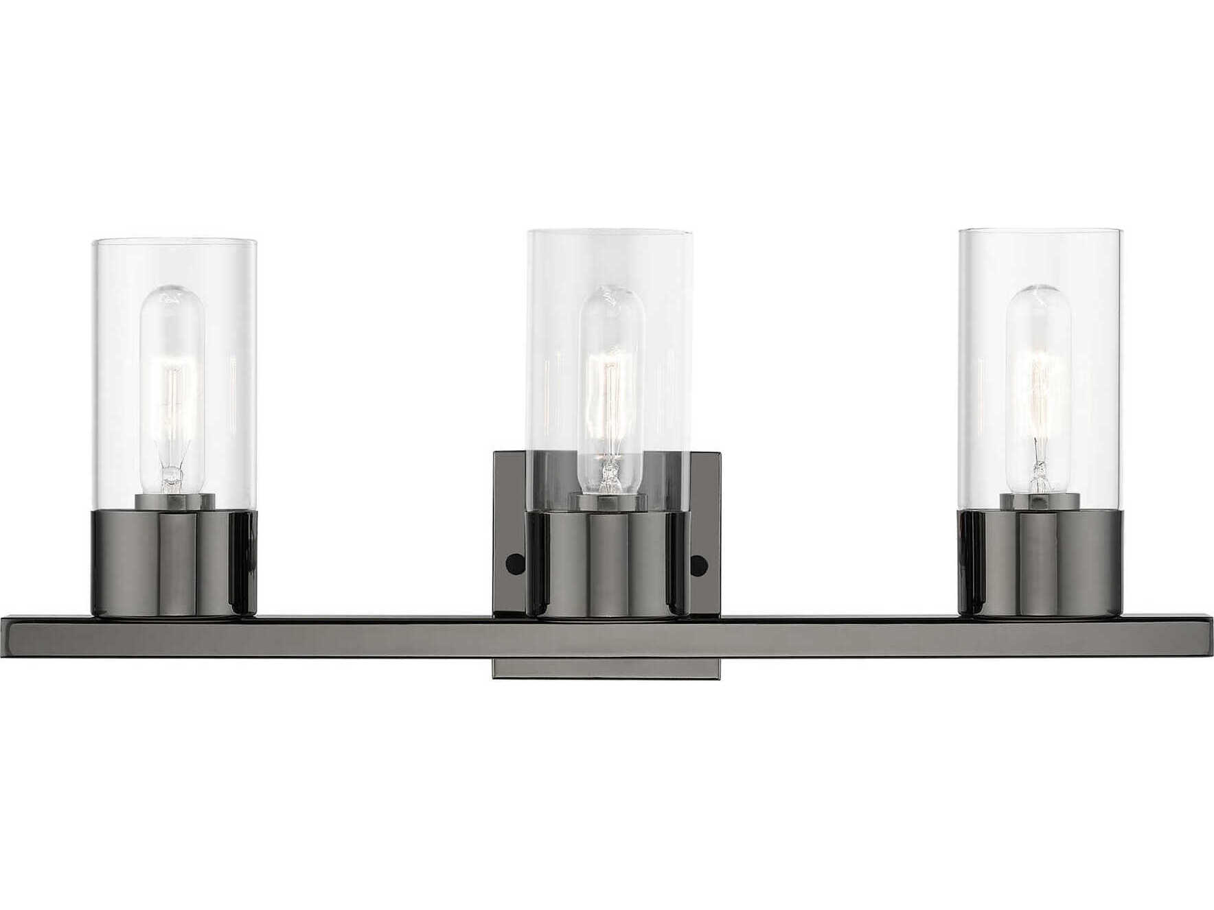 Livex Lighting Carson 3-Light Black Chrome Glass Vanity Light