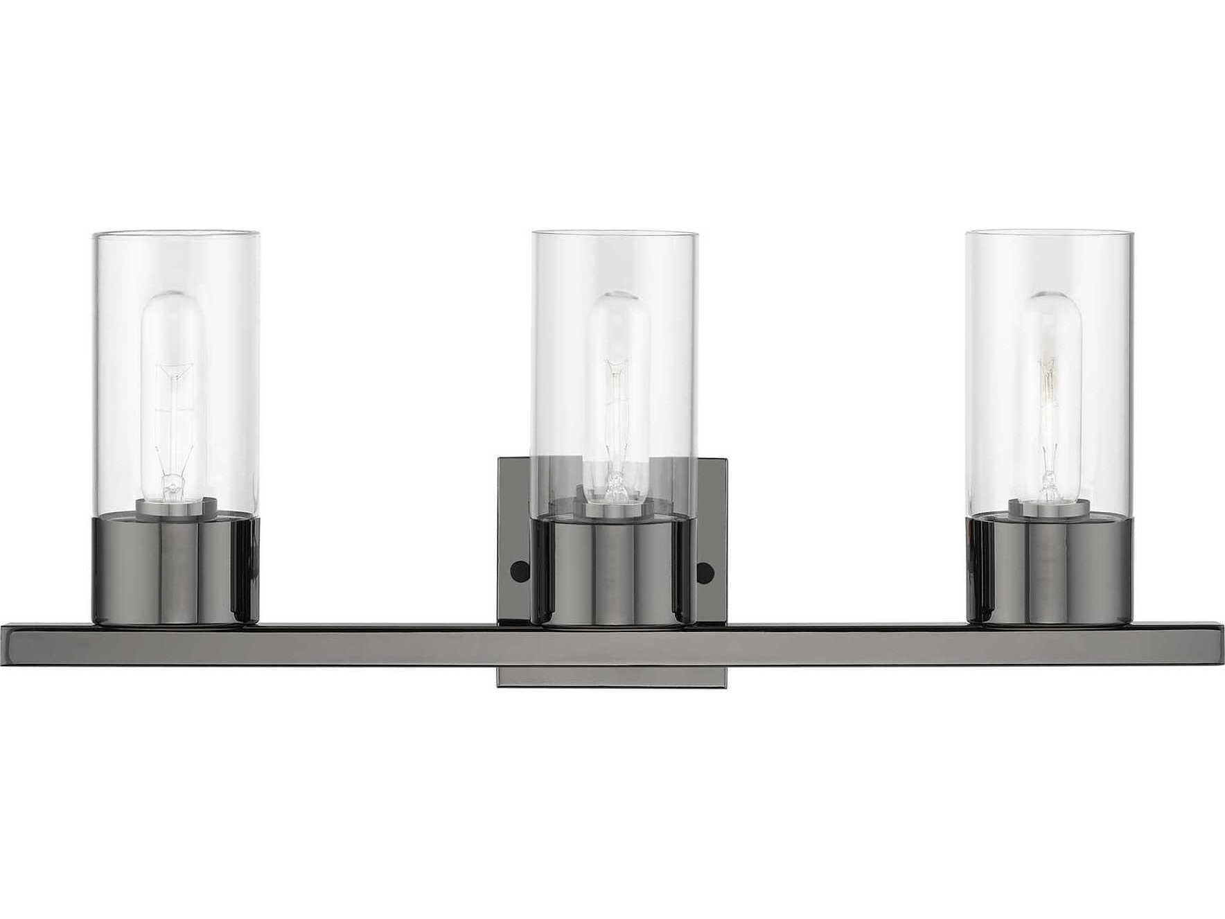 Livex Lighting Carson 3-Light Black Chrome Glass Vanity Light