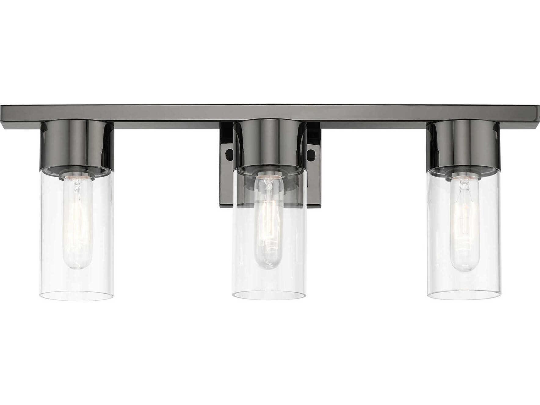 Livex Lighting Carson 3-Light Black Chrome Glass Vanity Light