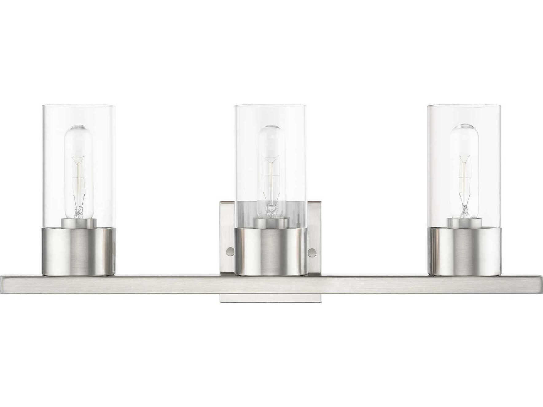 Livex Lighting Carson 3-Light Brushed Nickel Glass Vanity Light