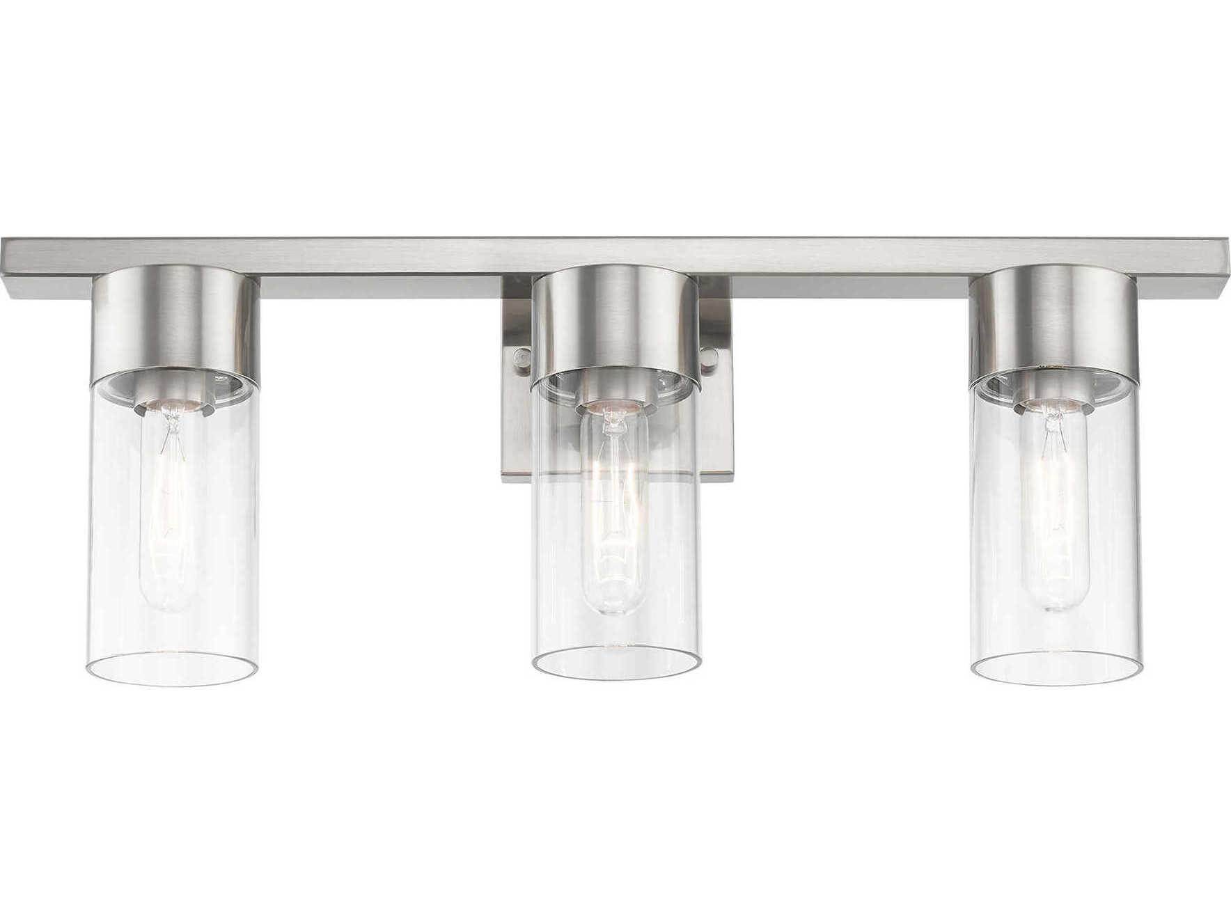 Livex Lighting Carson 3-Light Brushed Nickel Glass Vanity Light