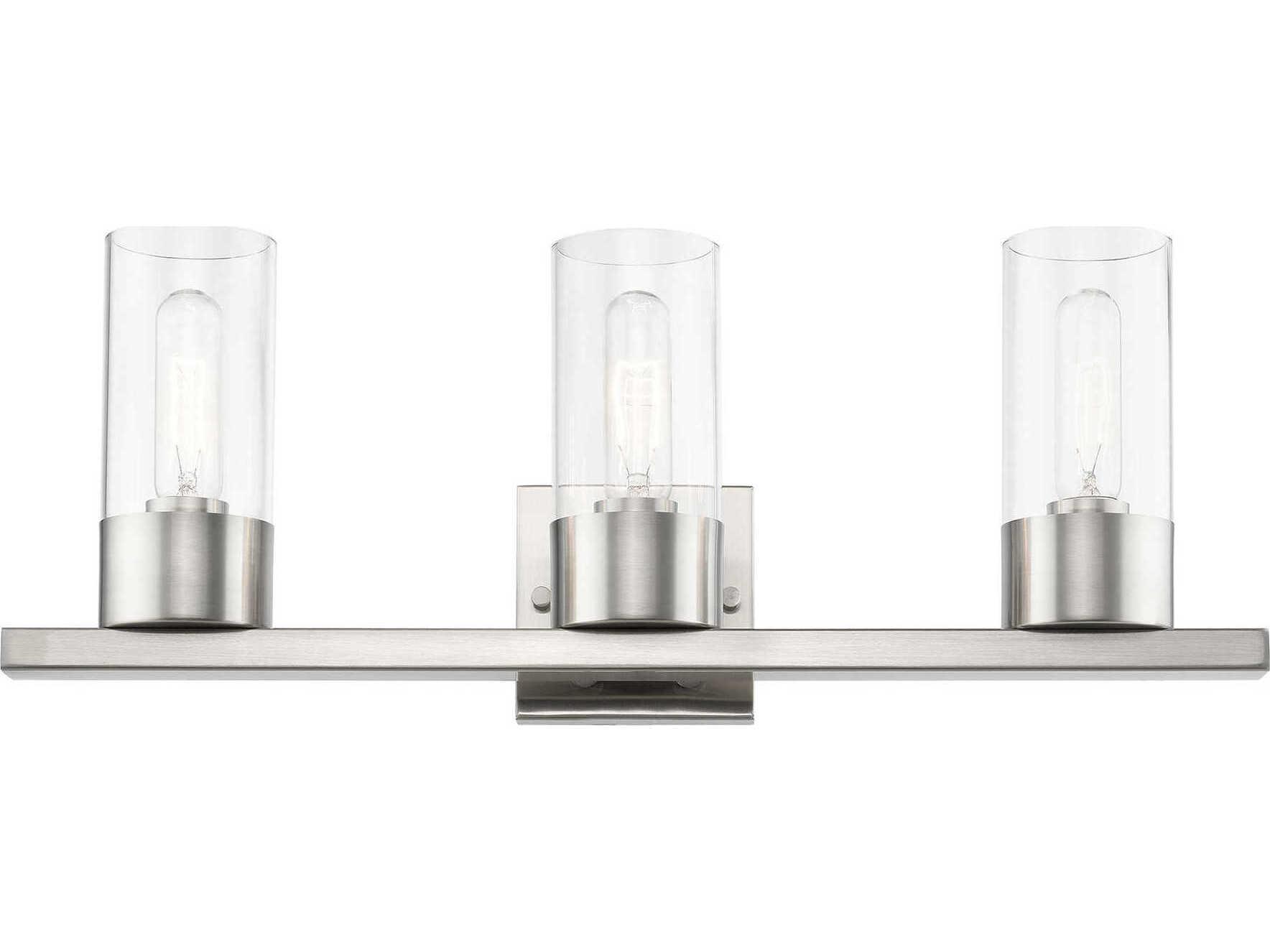 Livex Lighting Carson 3-Light Brushed Nickel Glass Vanity Light
