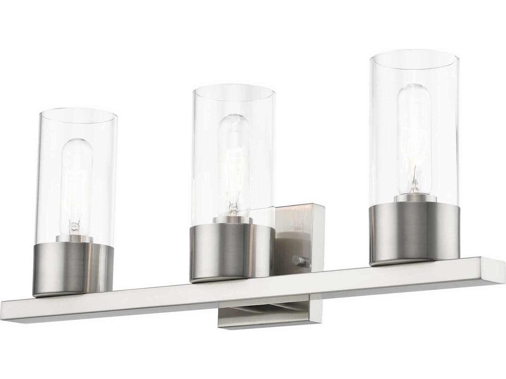 Livex Lighting Carson 3-Light Brushed Nickel Glass Vanity Light