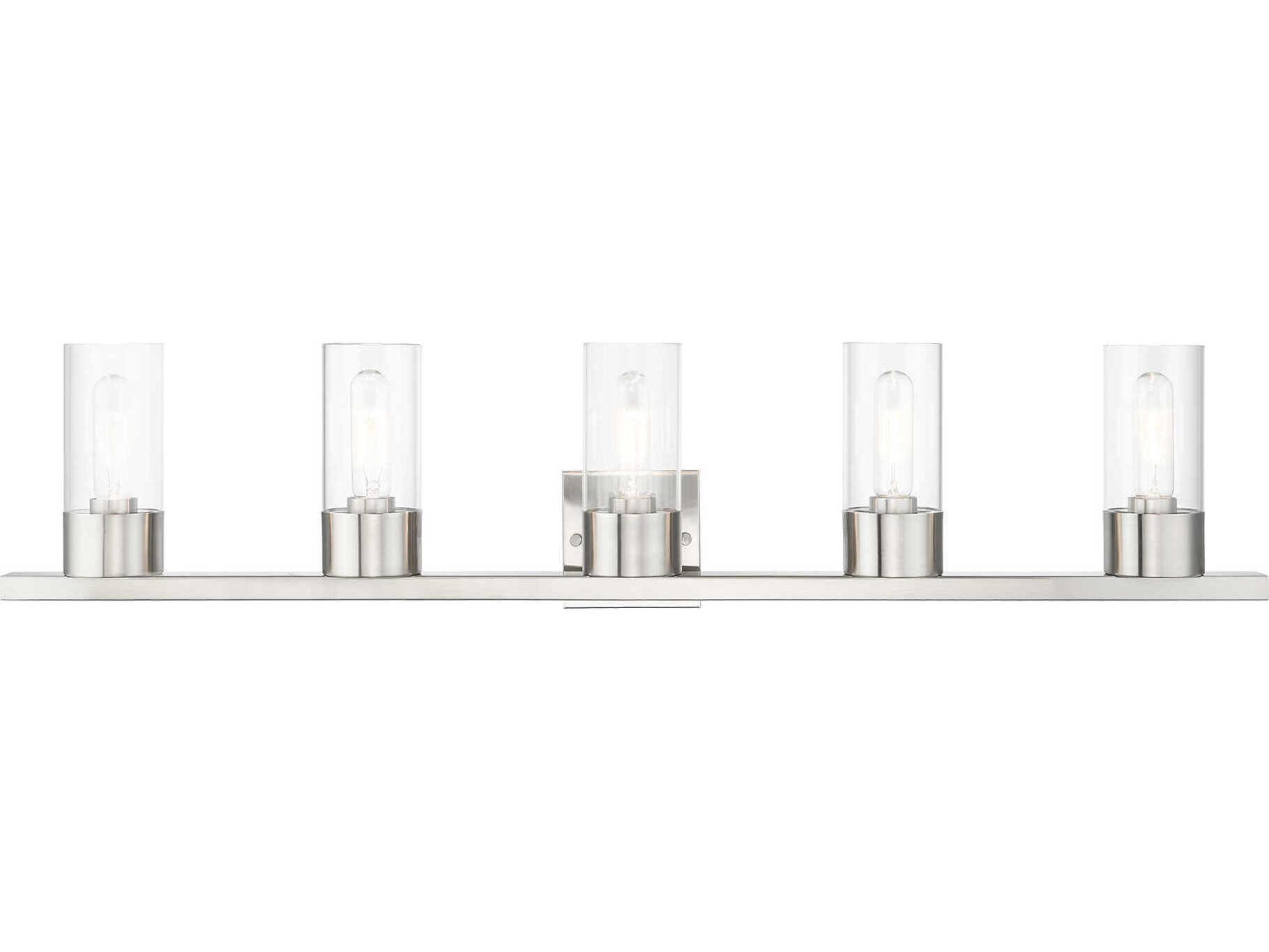 Livex Lighting Carson 5-Light Brushed Nickel Glass Vanity Light