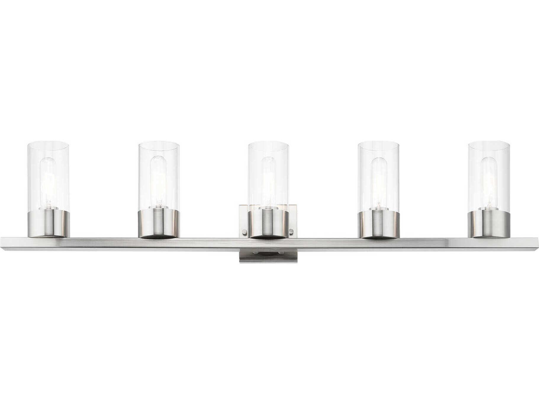 Livex Lighting Carson 5-Light Brushed Nickel Glass Vanity Light
