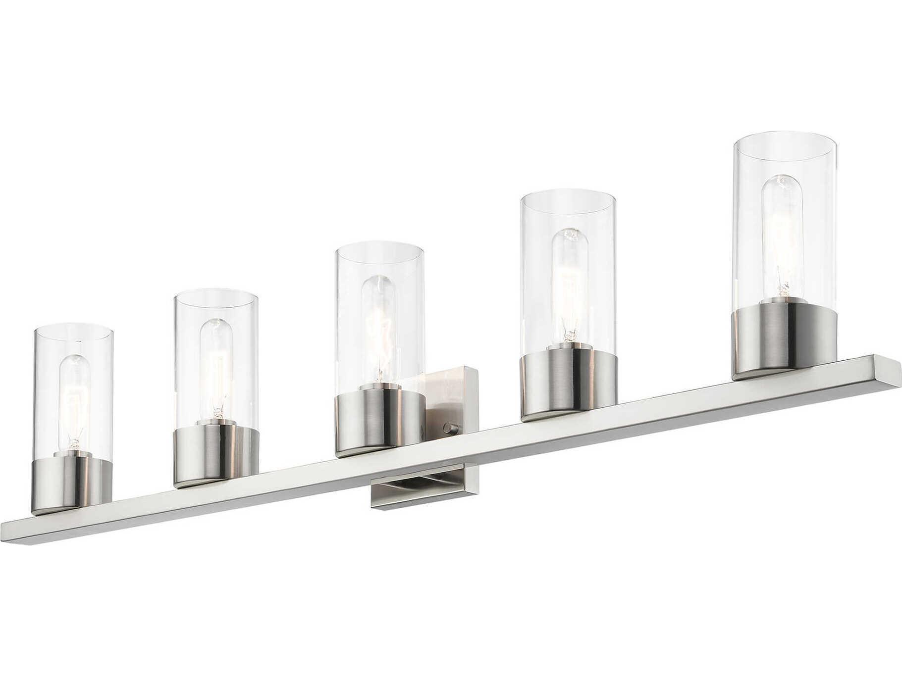 Livex Lighting Carson 5-Light Brushed Nickel Glass Vanity Light