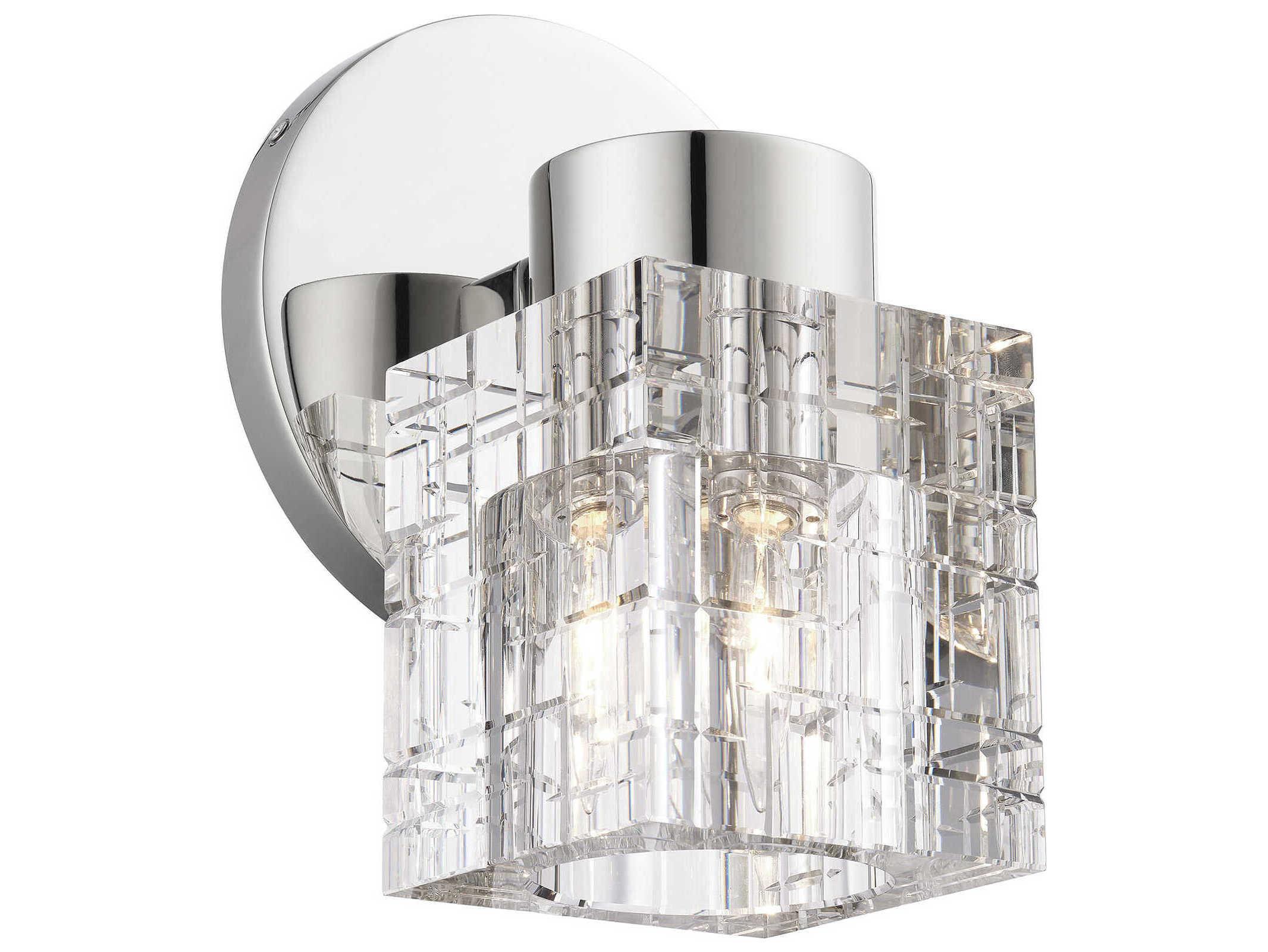 Livex Lighting Rotterdam 1-Light Polished Nickel Crystal Wall Sconce