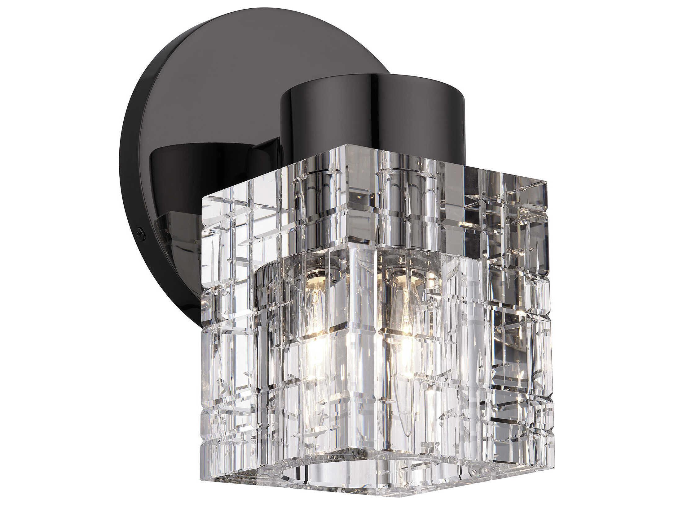 Livex Lighting Rotterdam 1-Light Black Chrome Crystal Wall Sconce