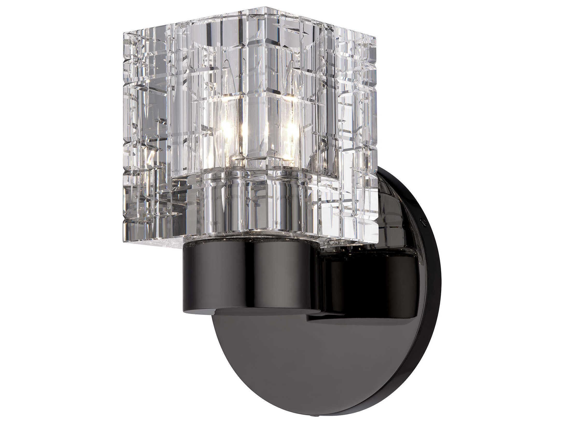 Livex Lighting Rotterdam 1-Light Black Chrome Crystal Wall Sconce