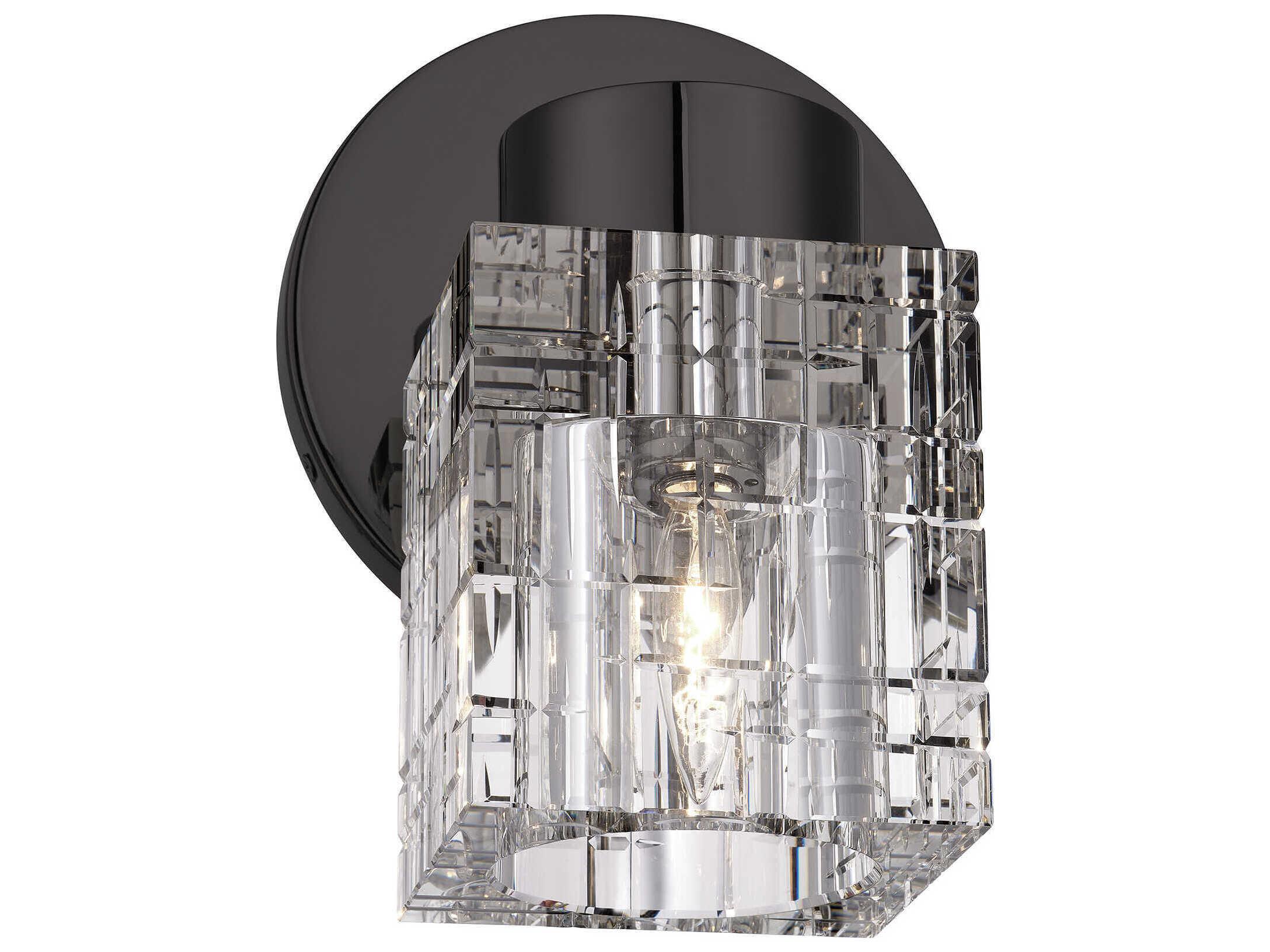 Livex Lighting Rotterdam 1-Light Black Chrome Crystal Wall Sconce