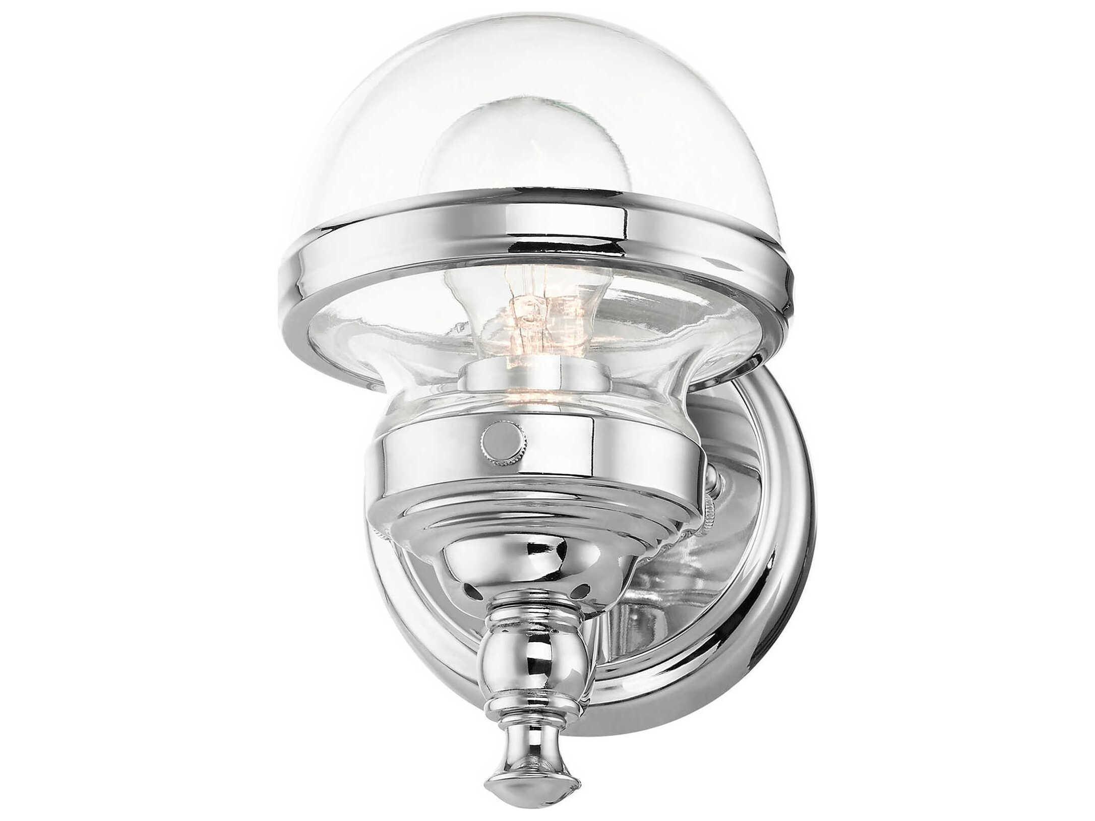 Livex Lighting Oldwick 1-Light Polished Chrome Glass Wall Sconce
