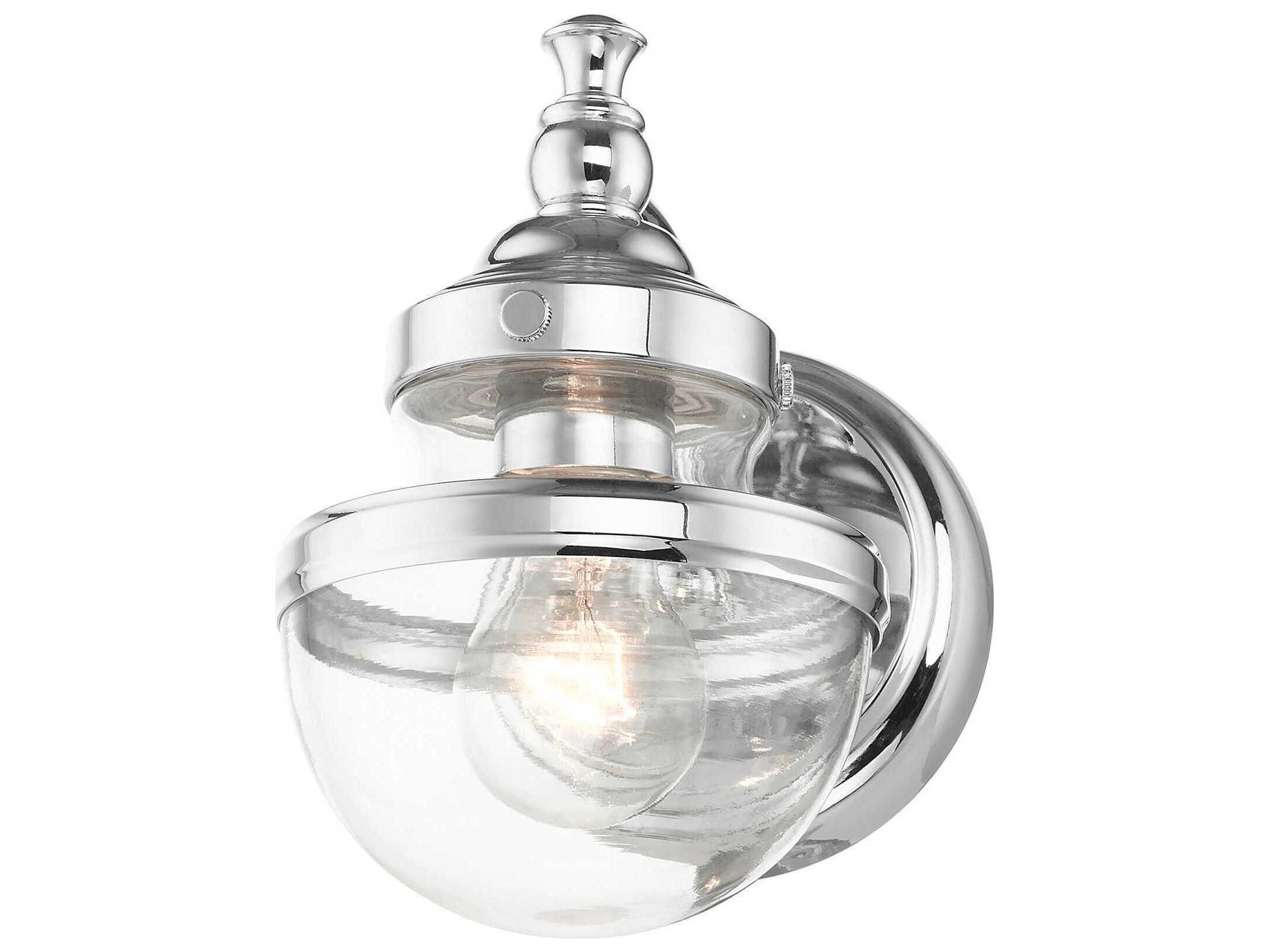 Livex Lighting Oldwick 1-Light Polished Chrome Glass Wall Sconce