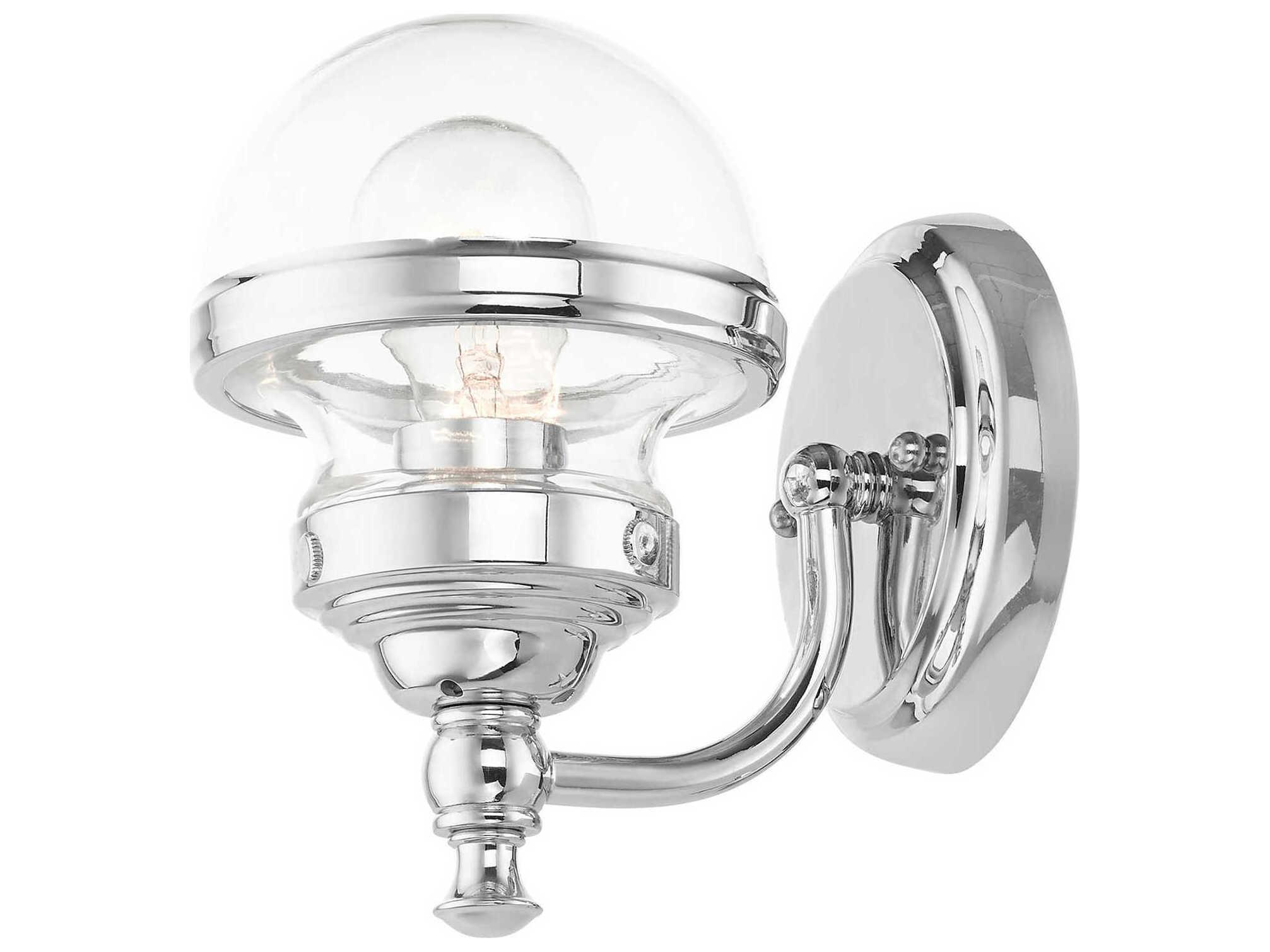 Livex Lighting Oldwick 1-Light Polished Chrome Glass Wall Sconce